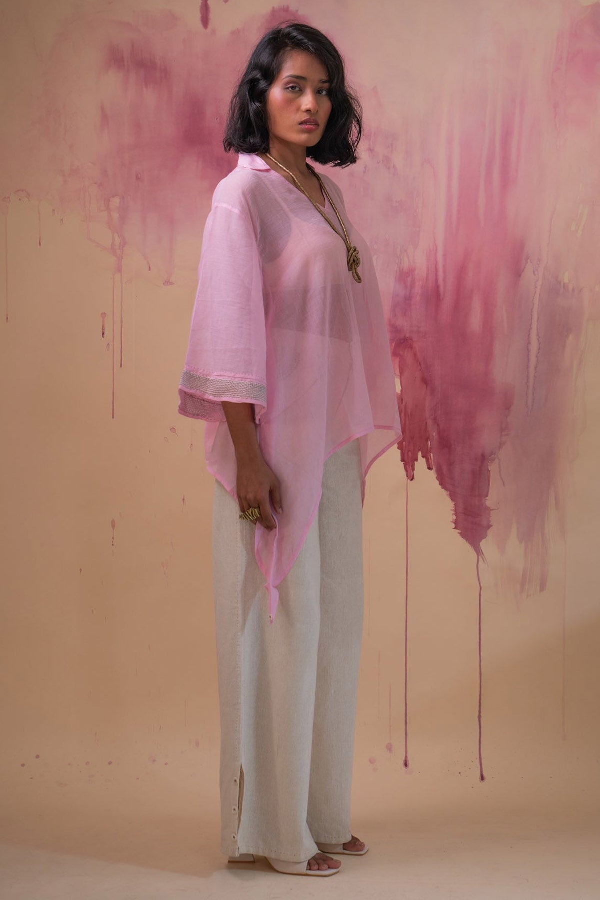 Cotton Light Pink Asymmetric Top