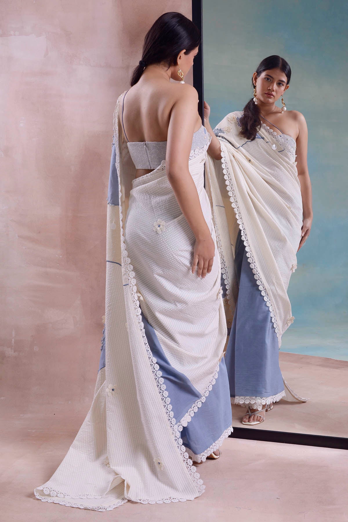 Cotton Patchwork Saree & Blouse