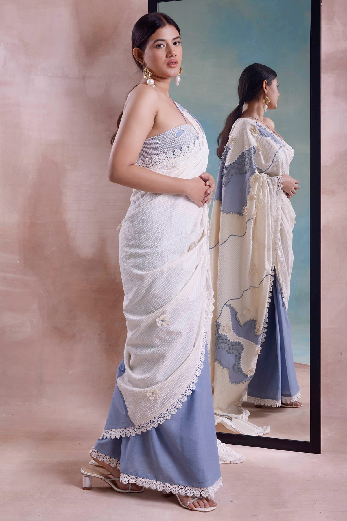 Cotton Patchwork Saree & Blouse