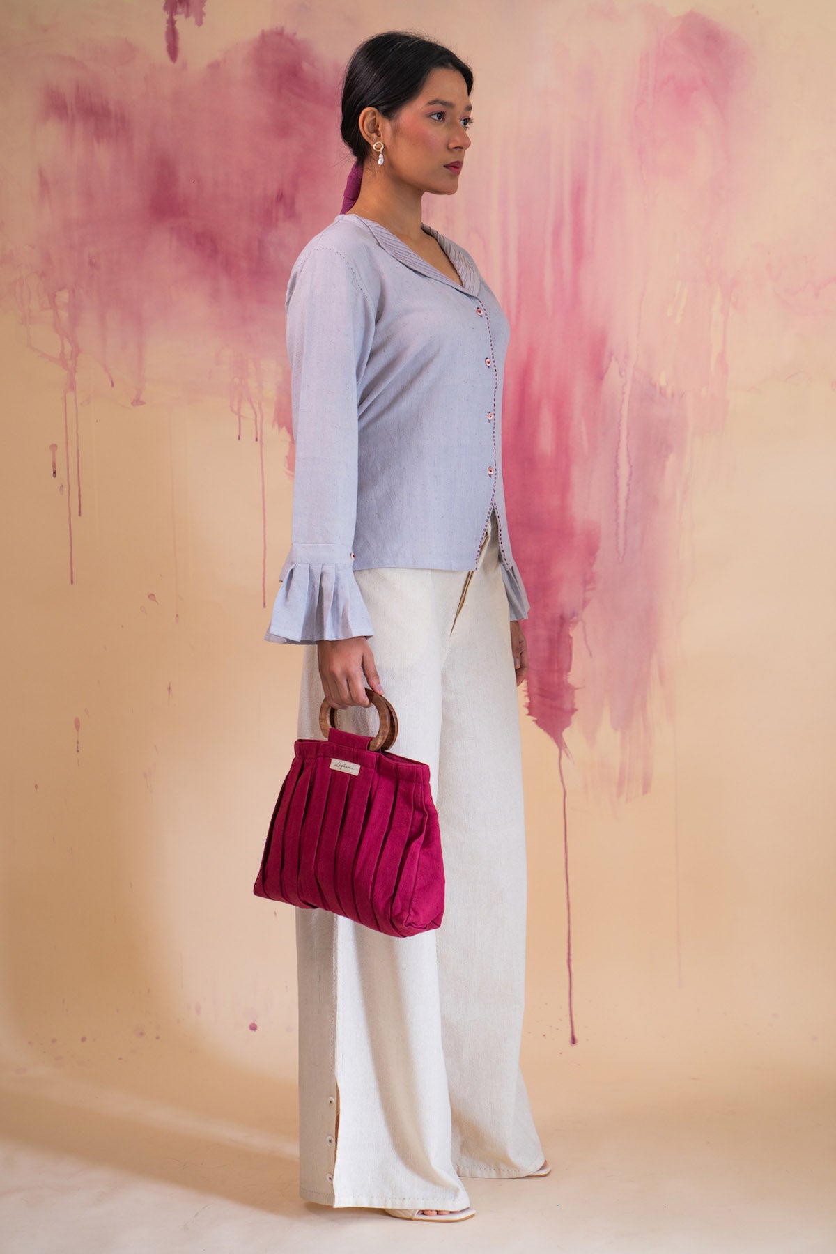 Cotton Pintuck Light Grey Top