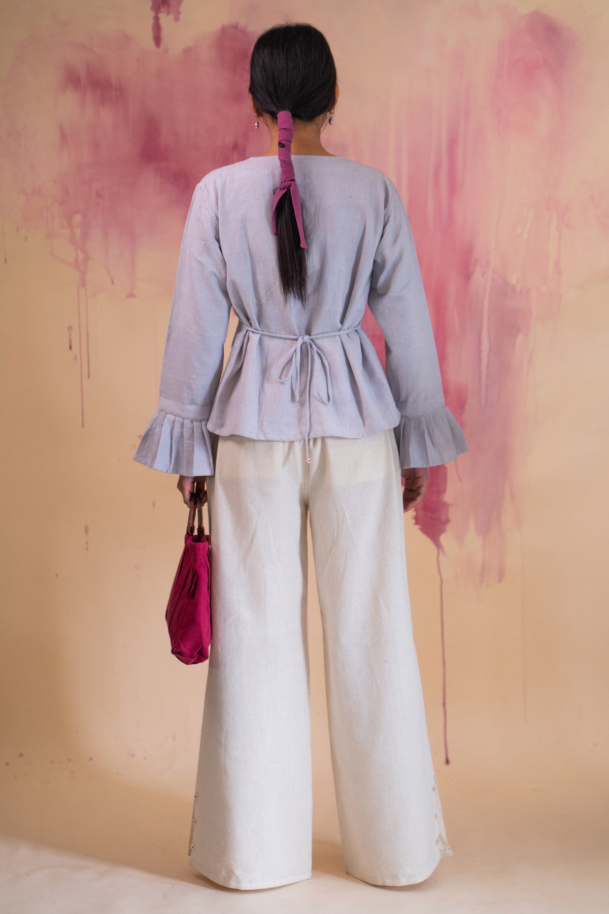 Cotton Pintuck Light Grey Top