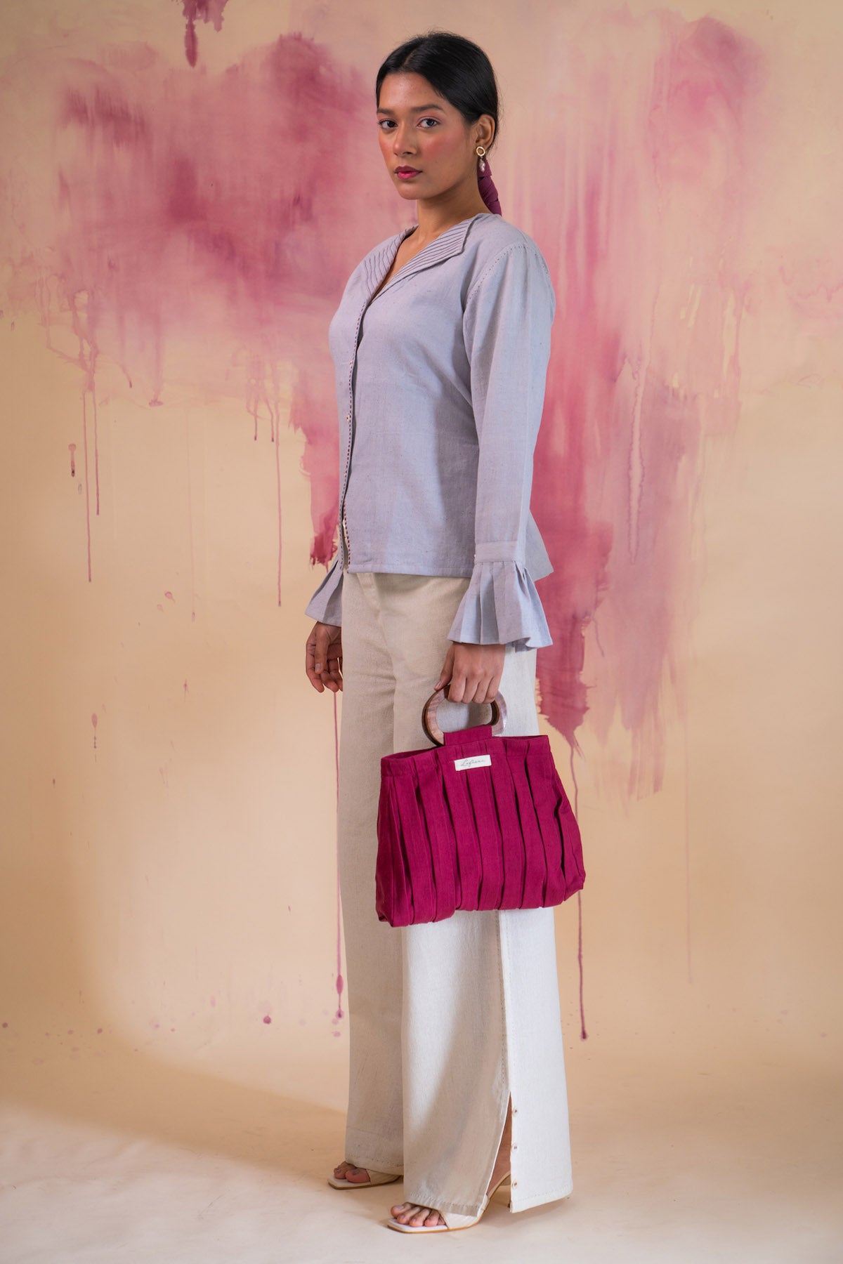 Cotton Pintuck Light Grey Top