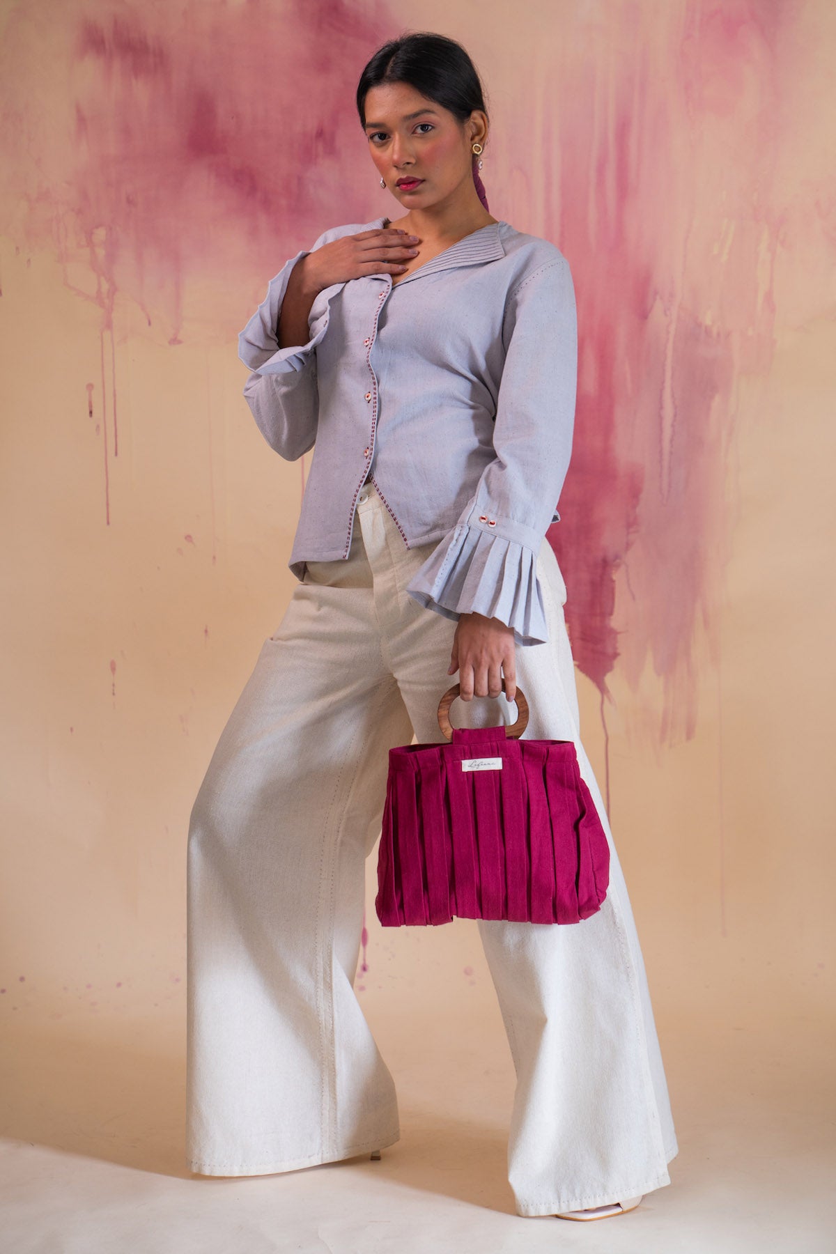 Cotton Pintuck Top & Slit Pants