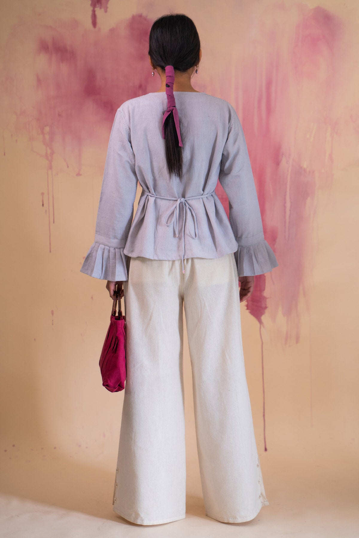 Cotton Pintuck Top & Slit Pants