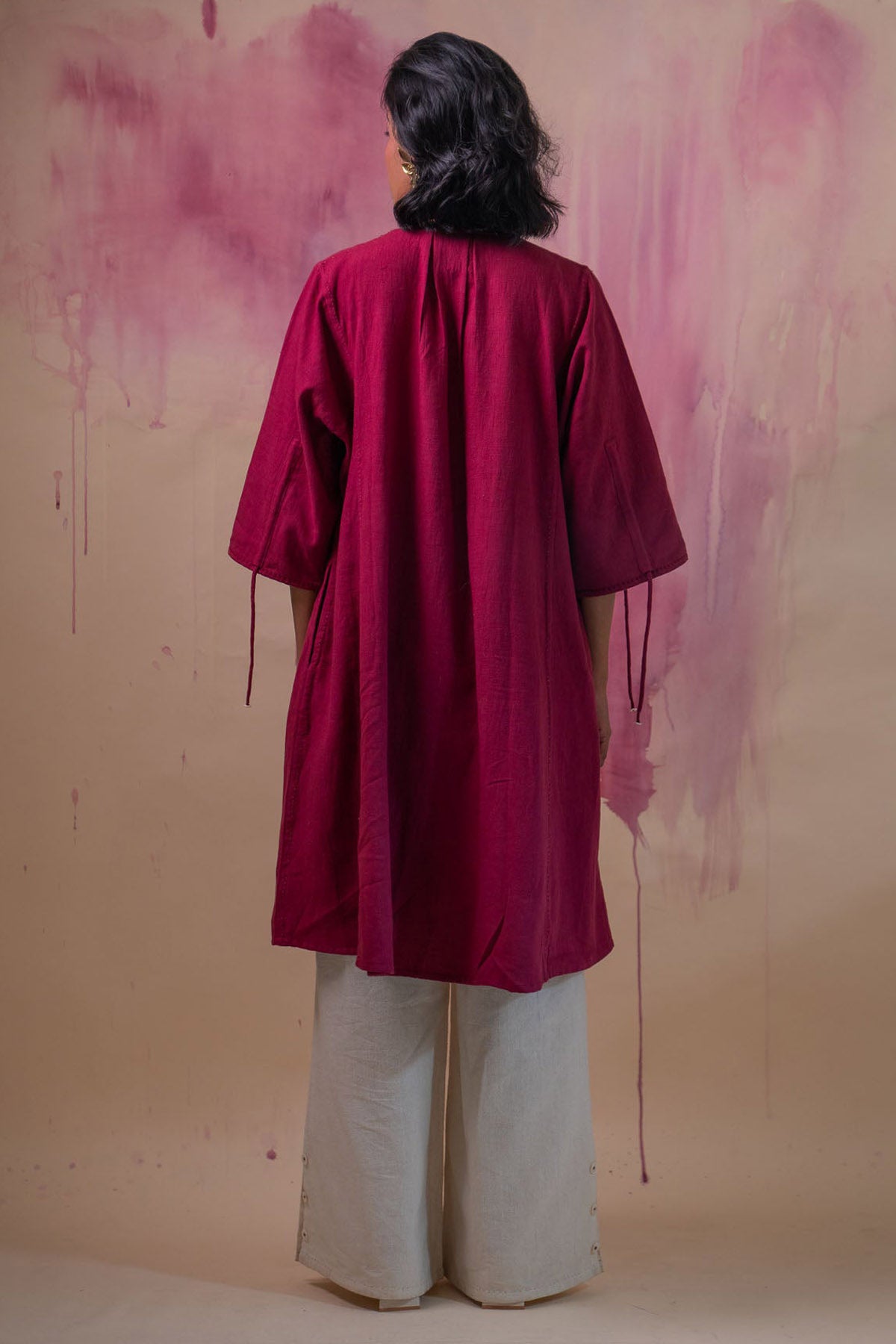 Cotton Ruched Dress & Pant Set