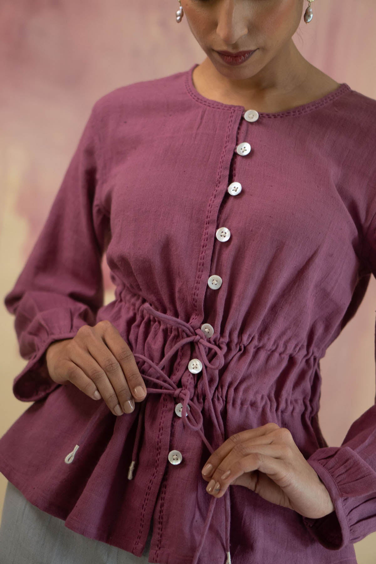 Cotton Ruched Top & Pant Set