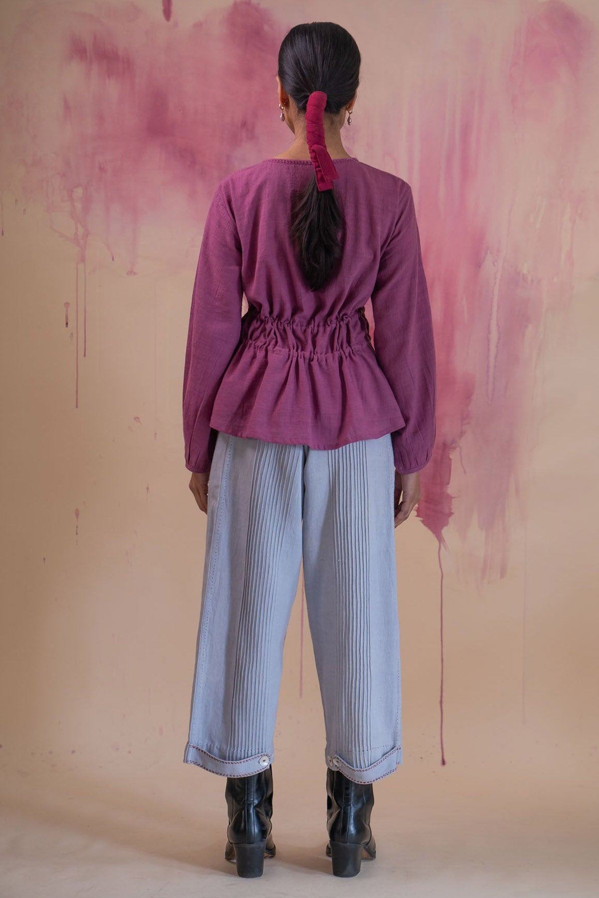 Cotton Ruched Top & Pant Set