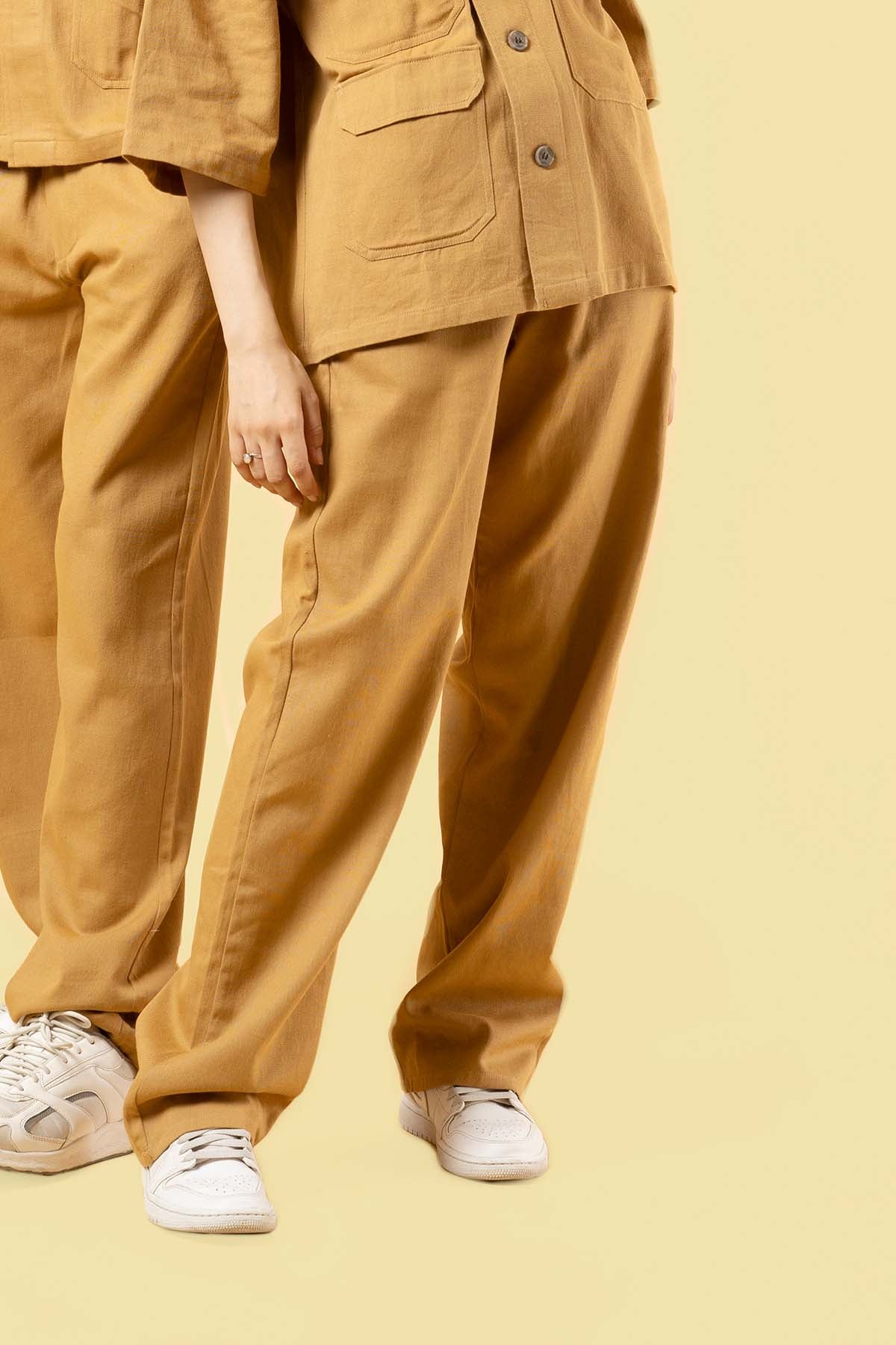 Cotton Twill Brown Shacket Set