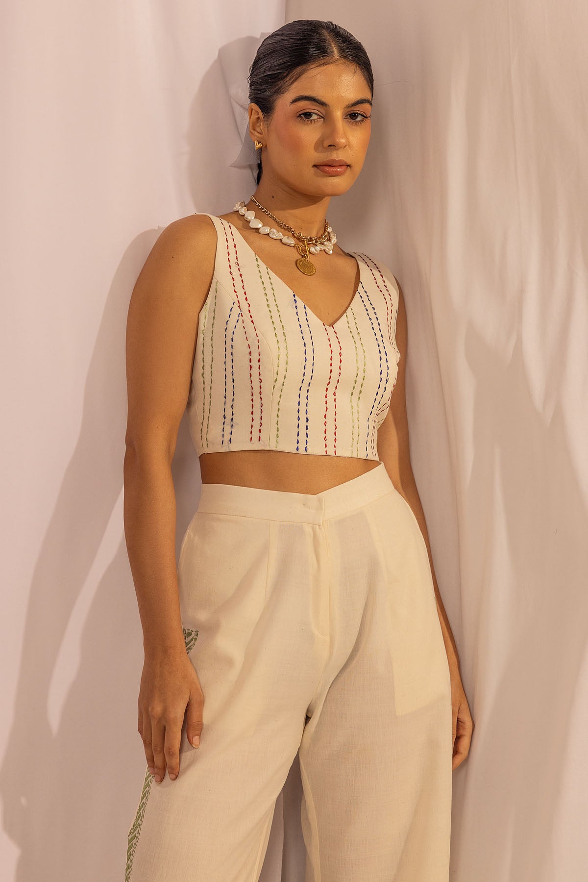 Cotton White Wide Leg Trousers