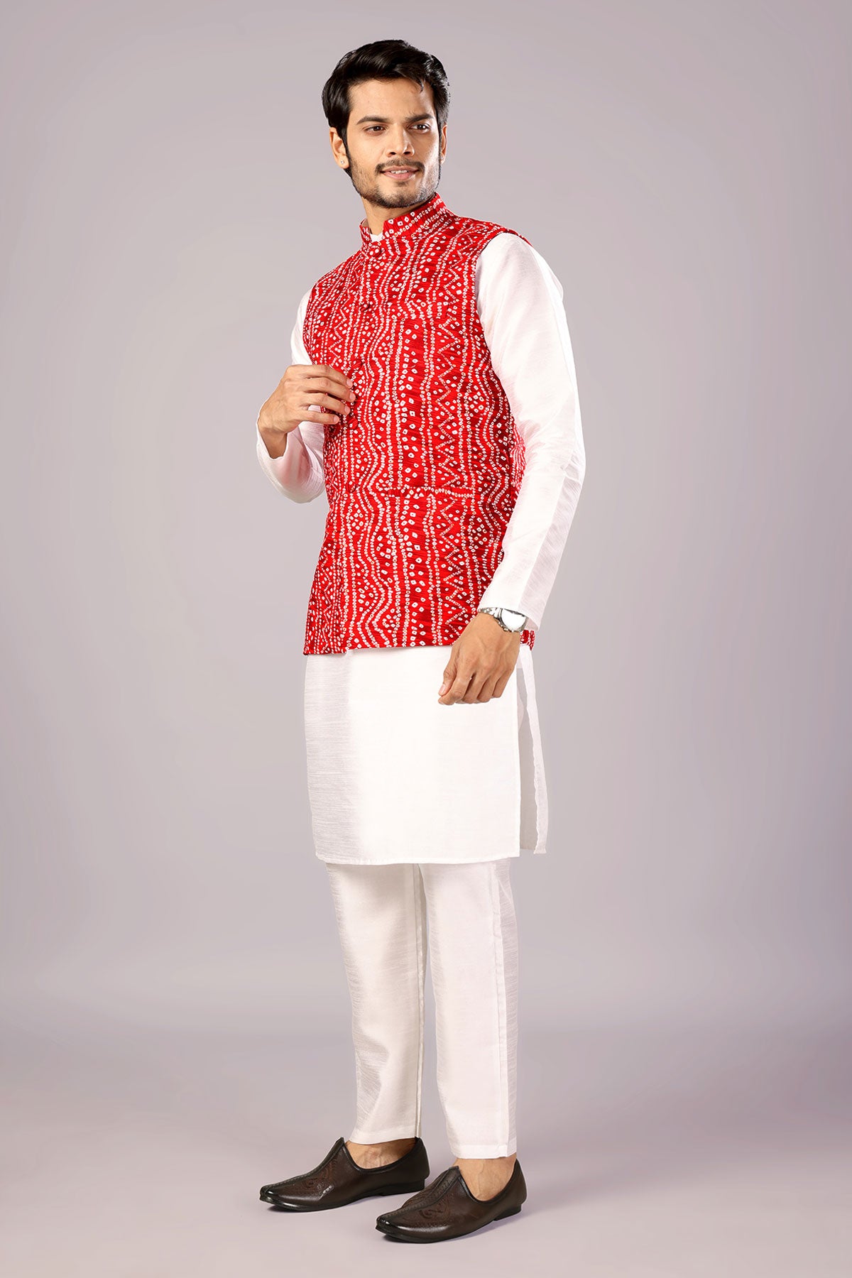 Cotton Bandhani Print Red Bundi