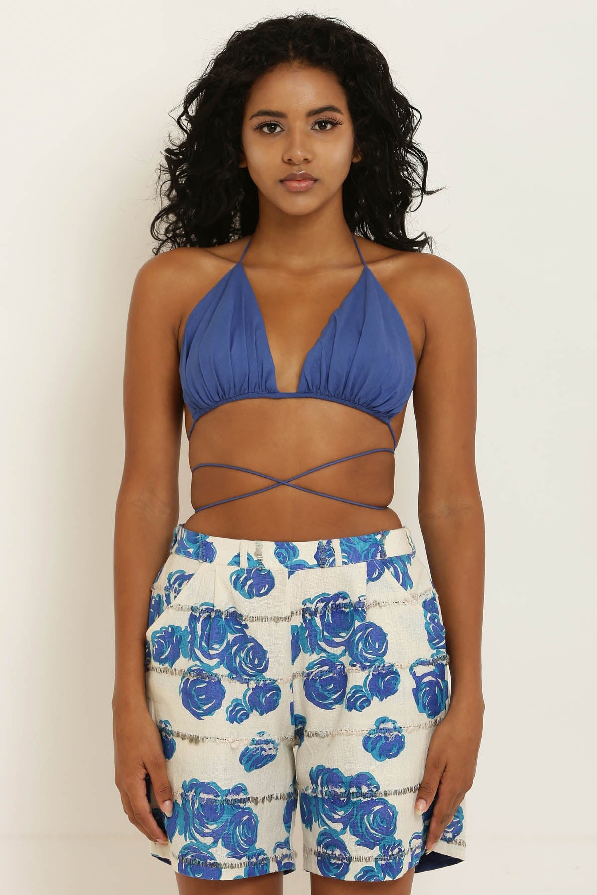 Designer Kusmi Beach Blooms: Floral Cotton Shorts For Women at ScrollnShops