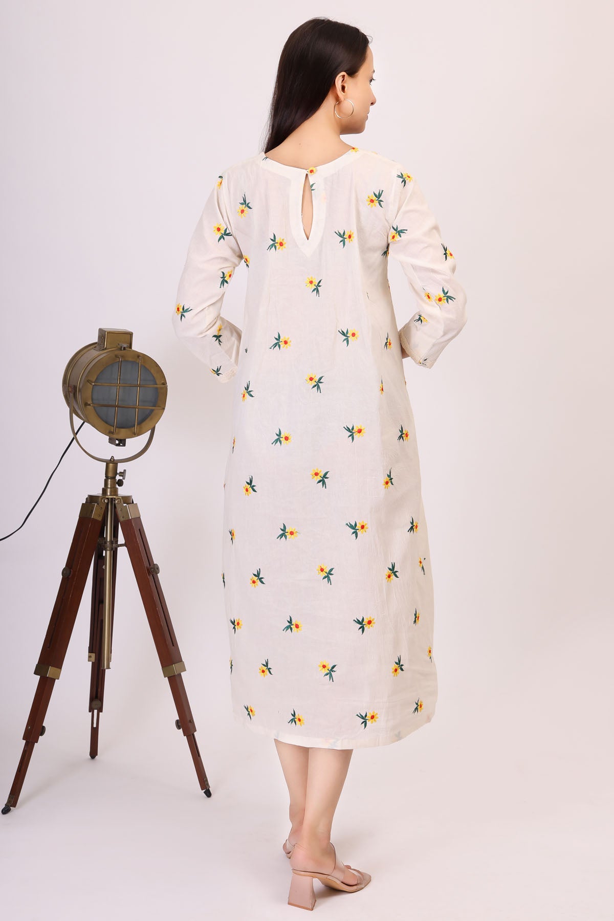 Cotton Embroidered White Dress