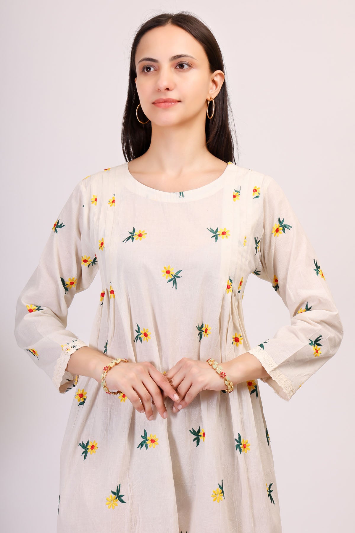 Cotton Embroidered White Dress