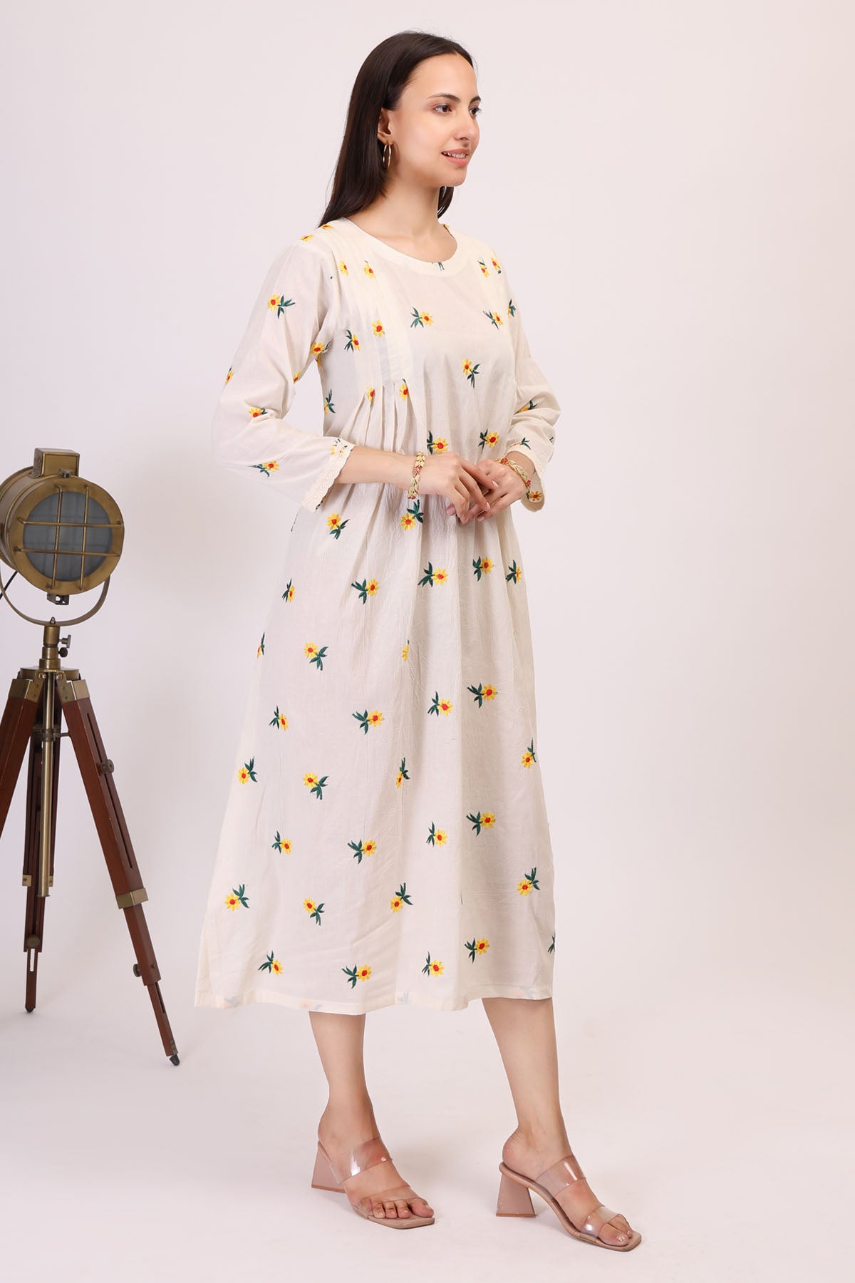 Cotton Embroidered White Dress