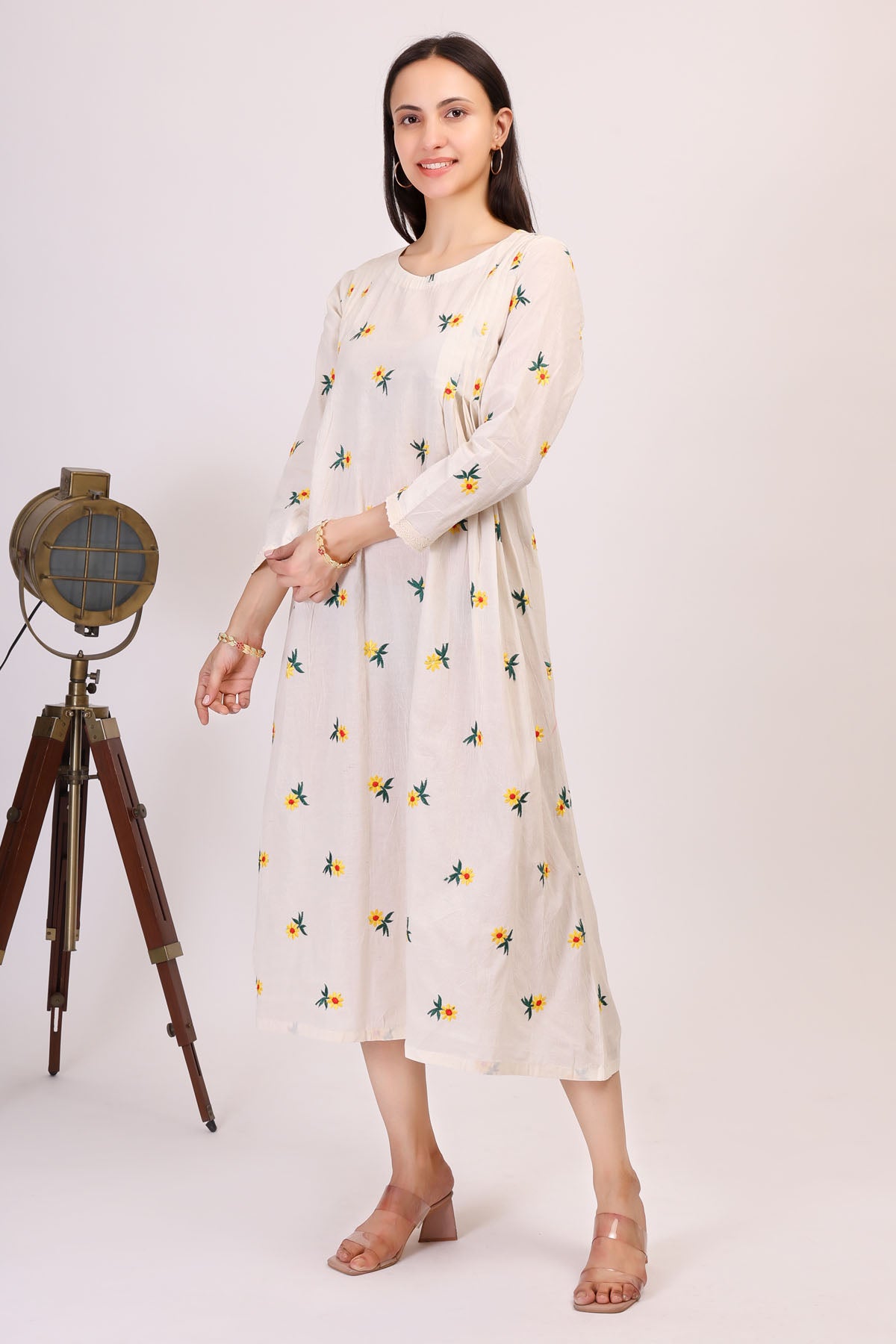 Cotton Embroidered White Dress