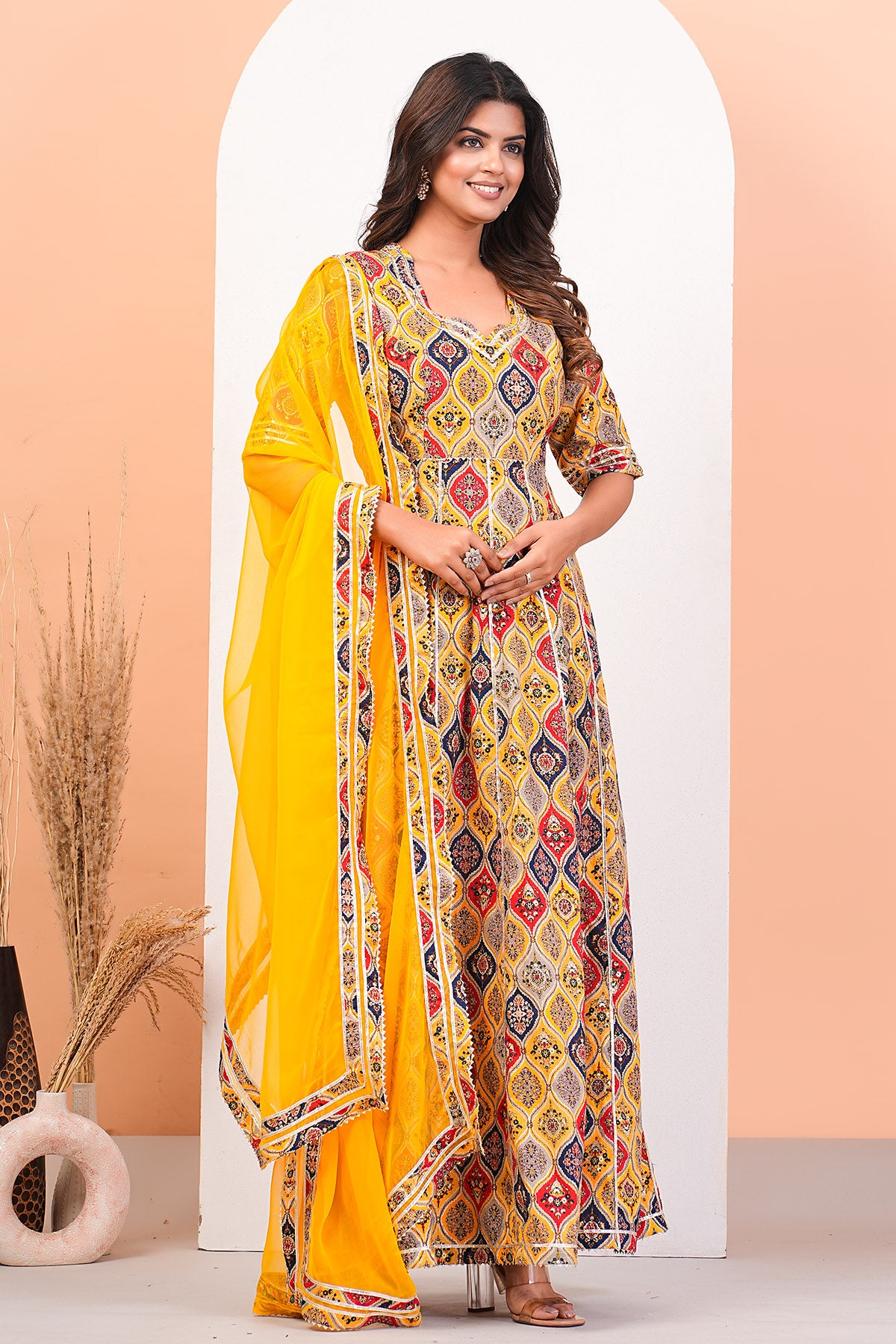 Cotton Foil Printed Anarkali Set