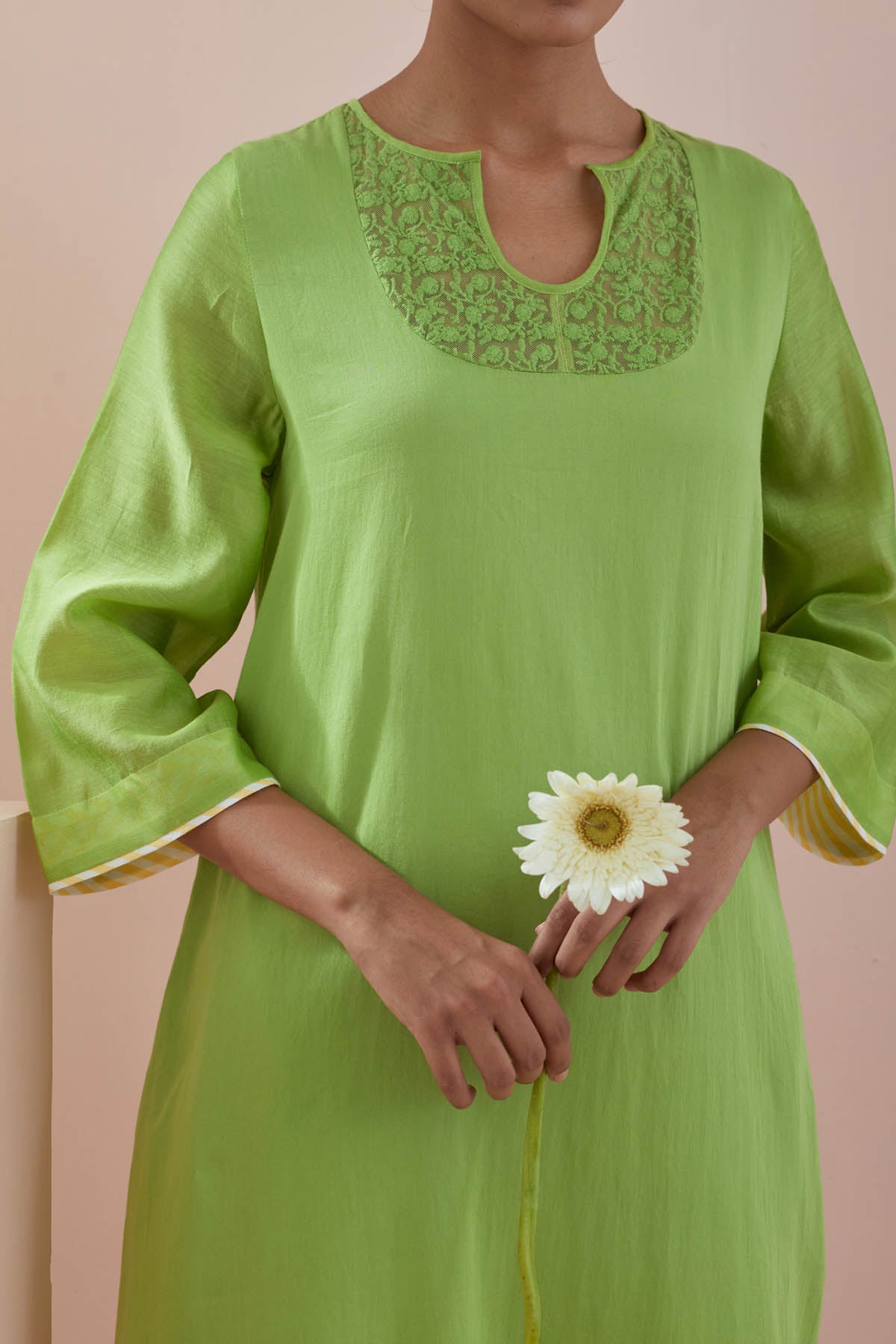 Cotton Green Lace Kurta & Pants