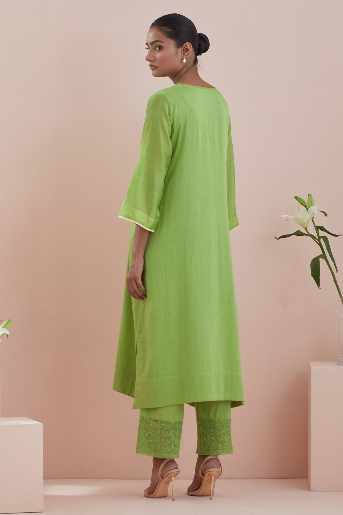 Cotton Green Lace Kurta Set