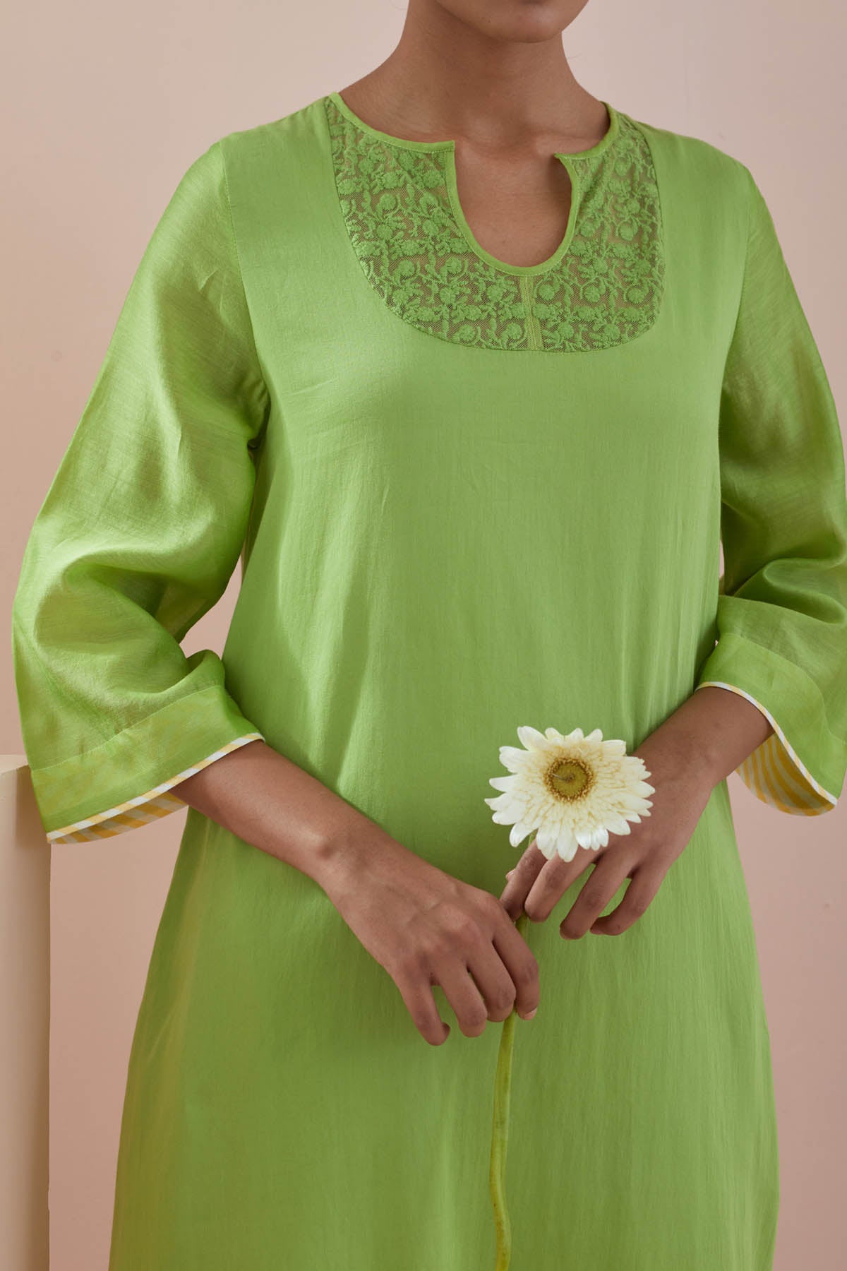 Cotton Green Lace Kurta Set
