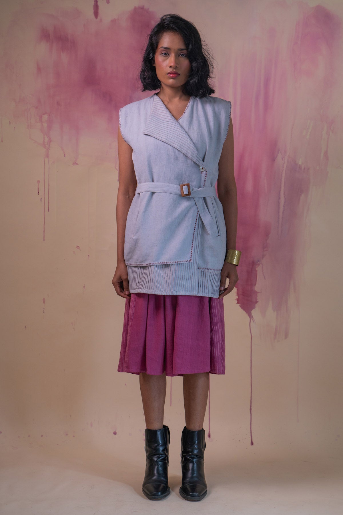 Buy Designer Cotton Grey Asymmetric Jacket By Lafaani