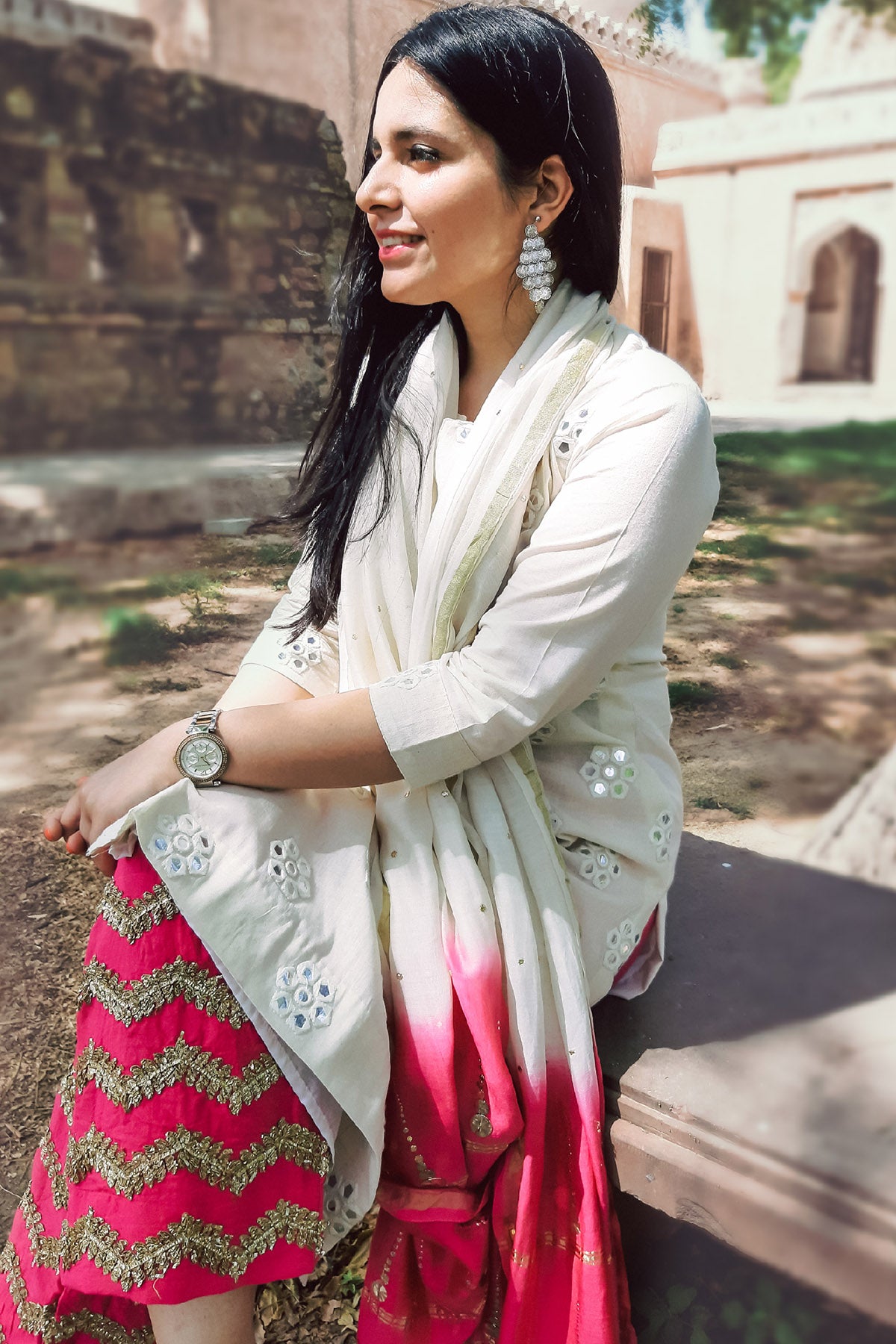 Cotton Mirror Work Kurta Set