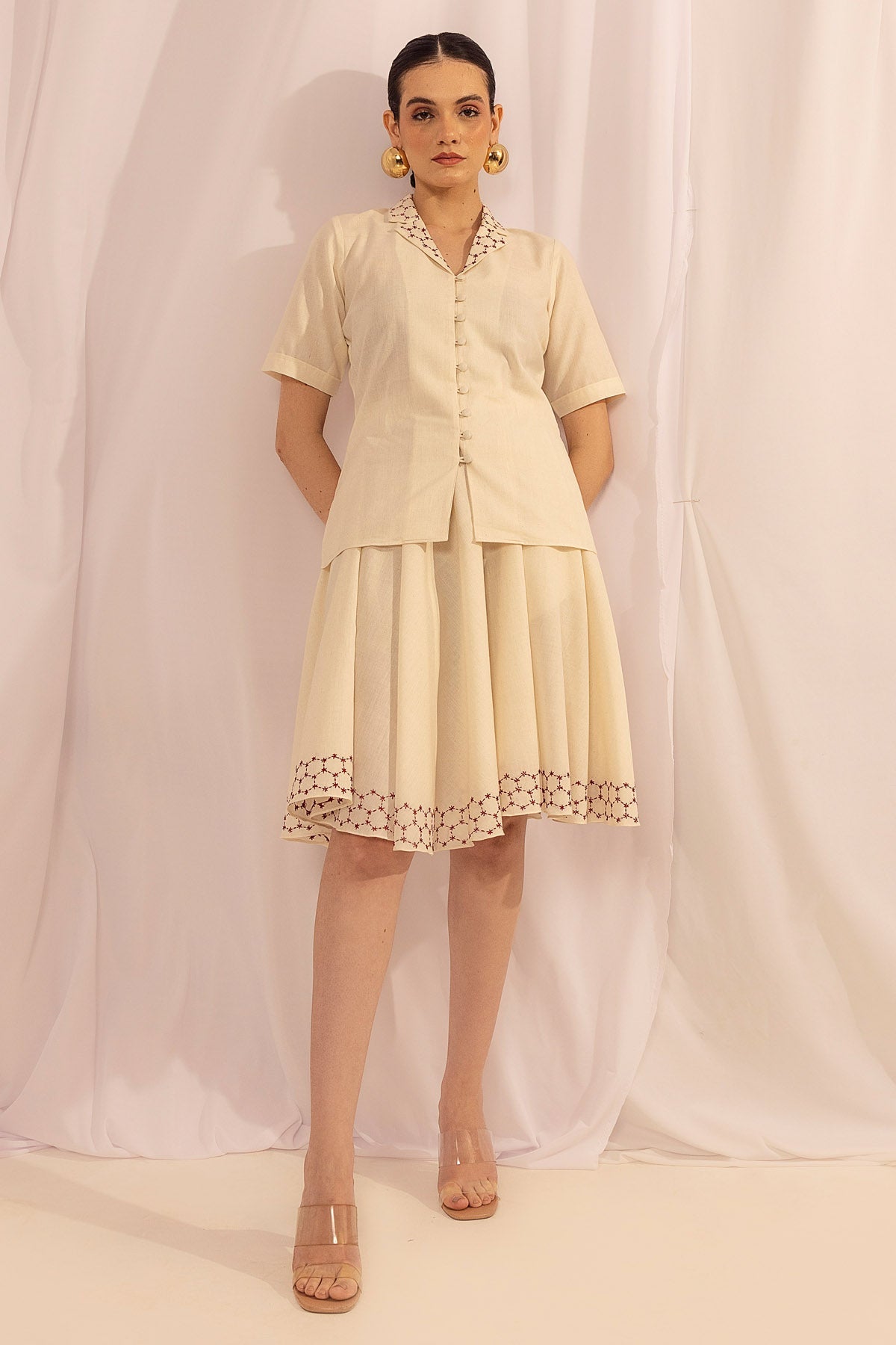 Buy The House of Ara Flirty Flair: Kantha Embroidered Skirt At ScrollnShops