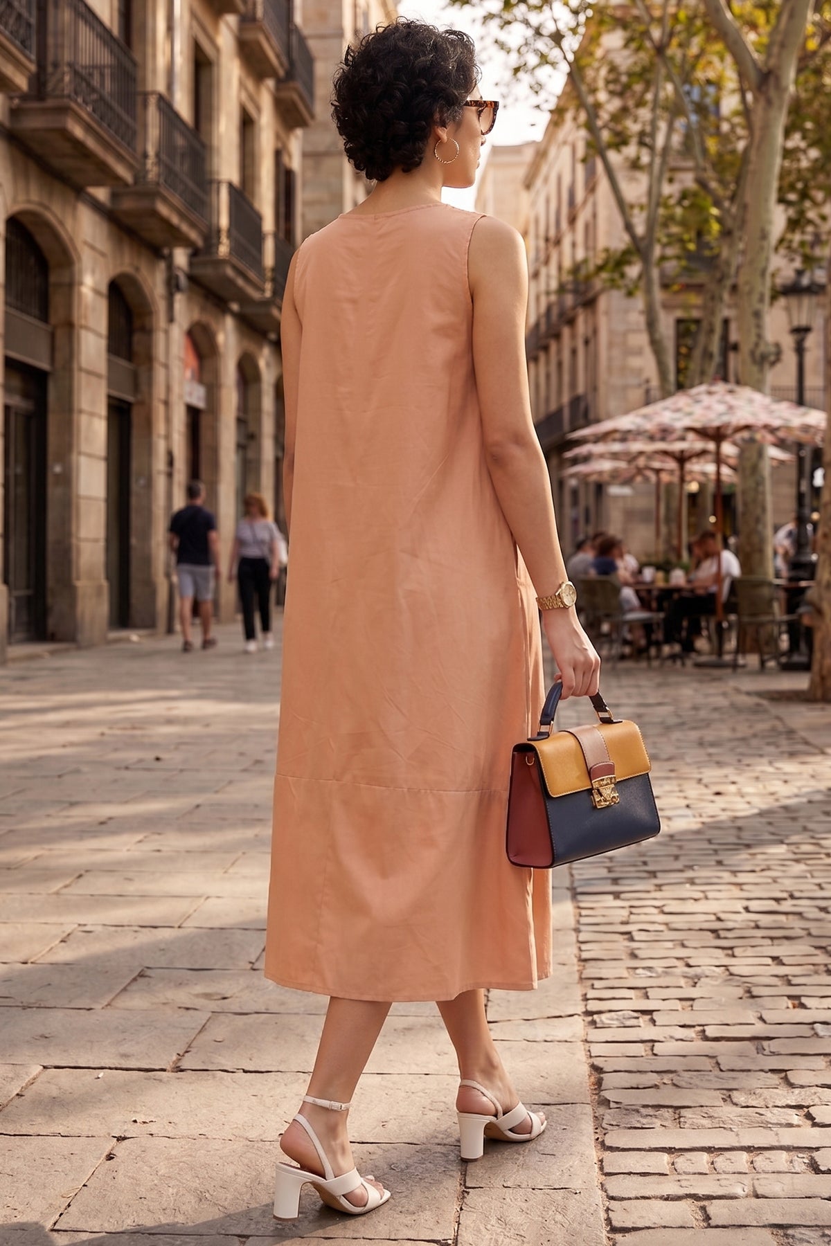 Cotton Peach Sleeveless Dress