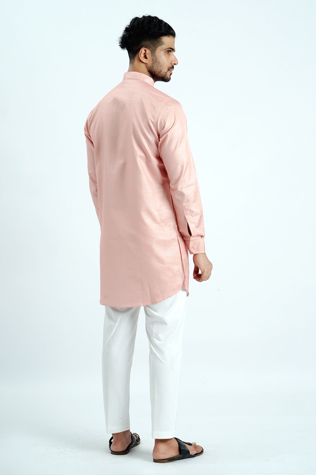 Cotton Peach Zari Work Kurta