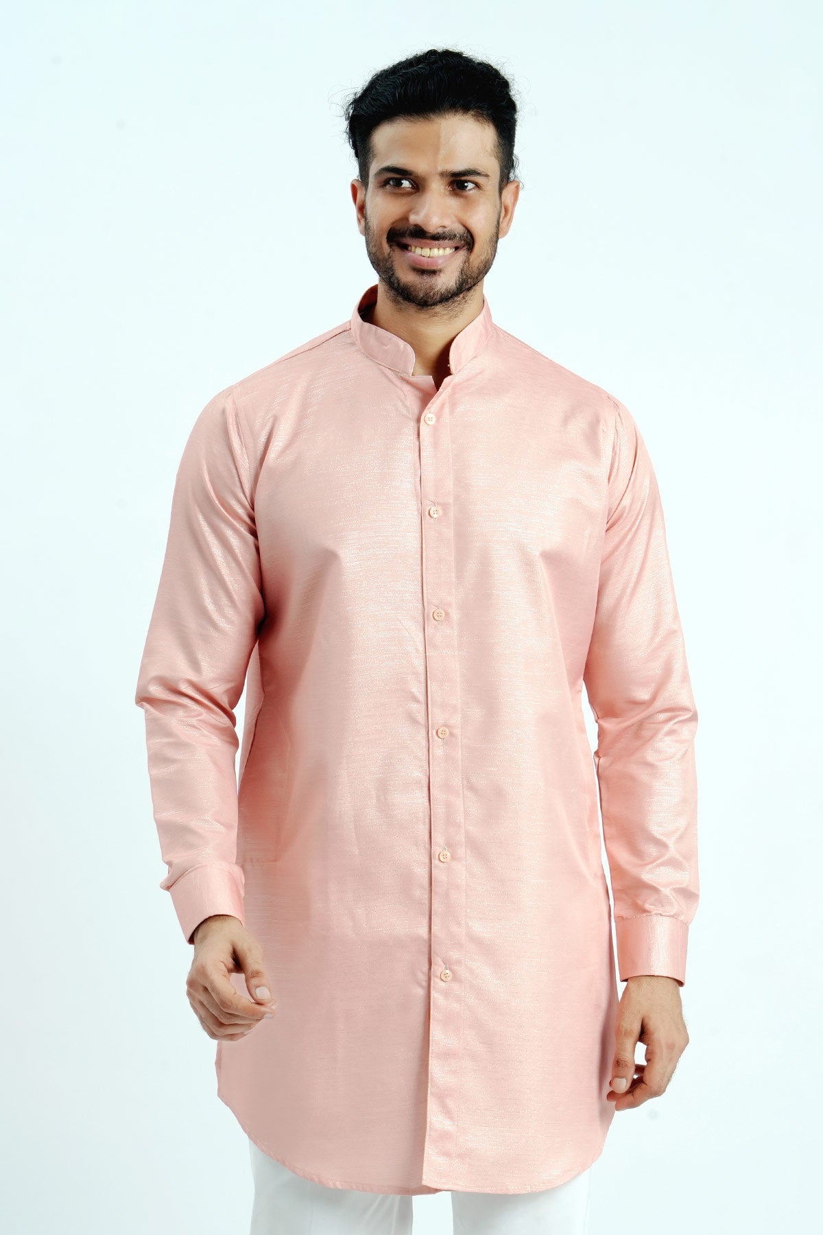 Buy Cotton Peach Zari Work Kurta for men by Aastha Fashion online available at scrollnshops