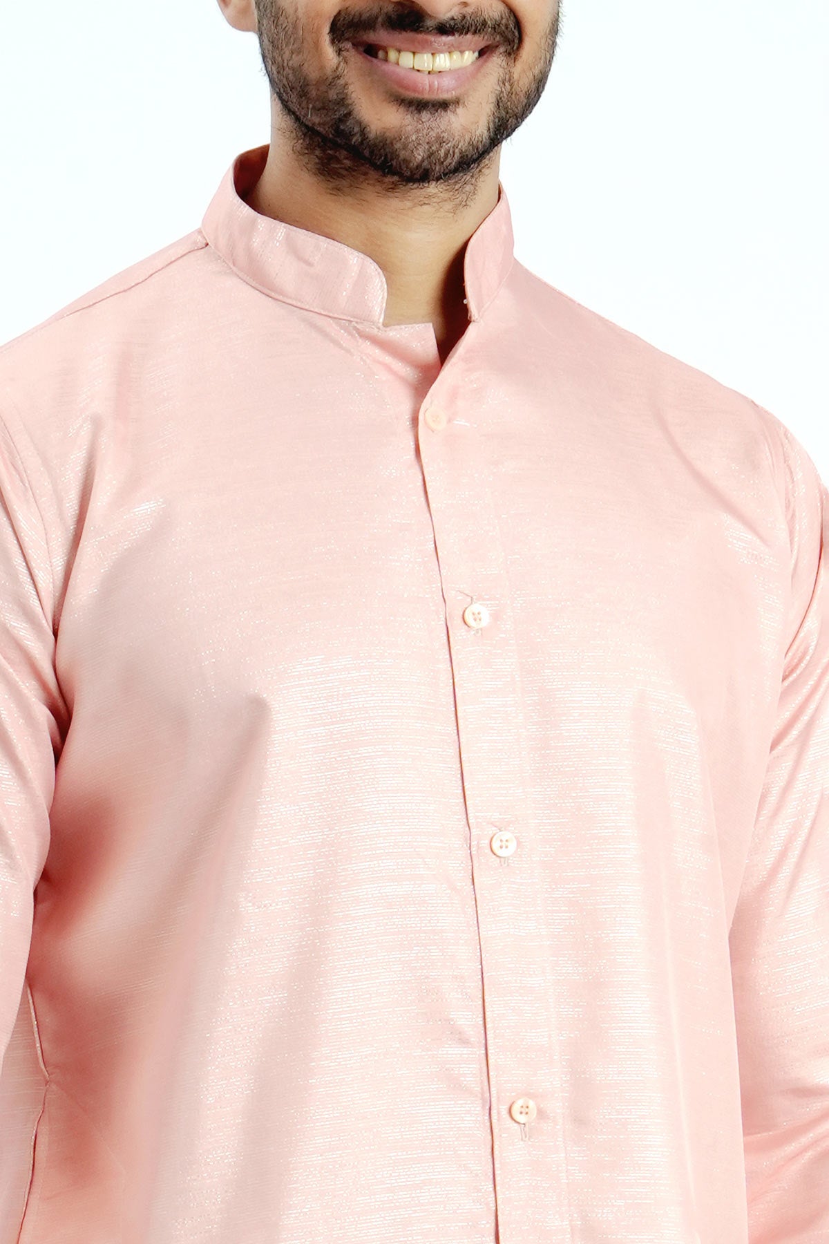 Cotton Peach Zari Work Kurta