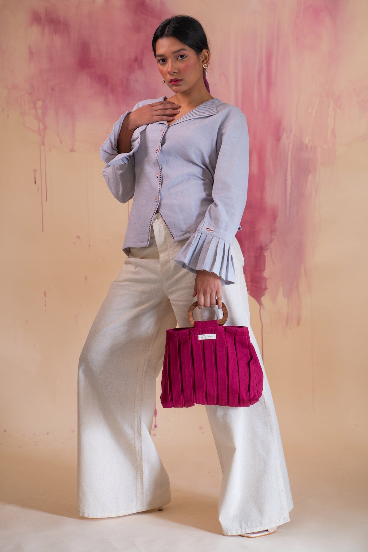 Buy Designer Cotton Pintuck Light Grey Top By Lafaani