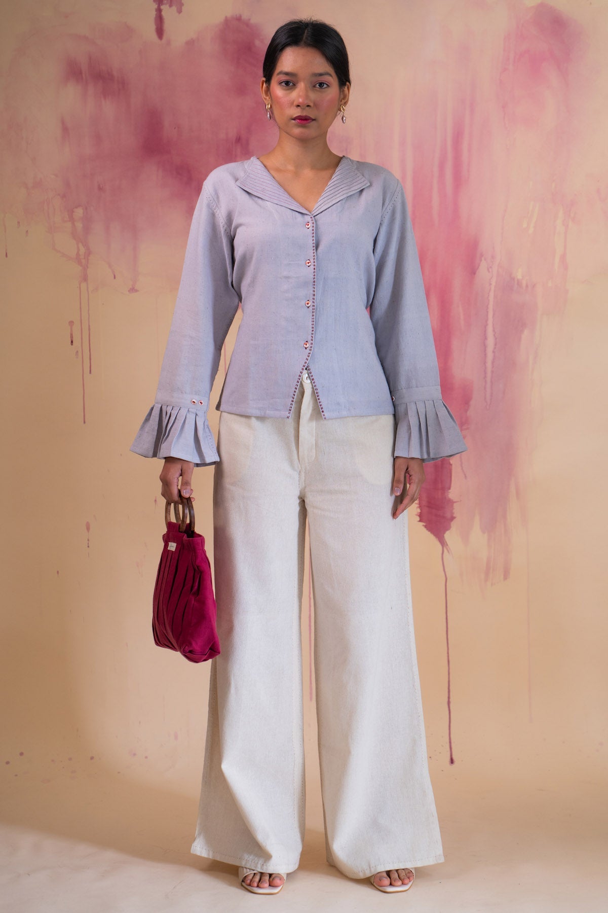 Buy Designer Cotton Pintuck Top & Slit Pants By Lafaani