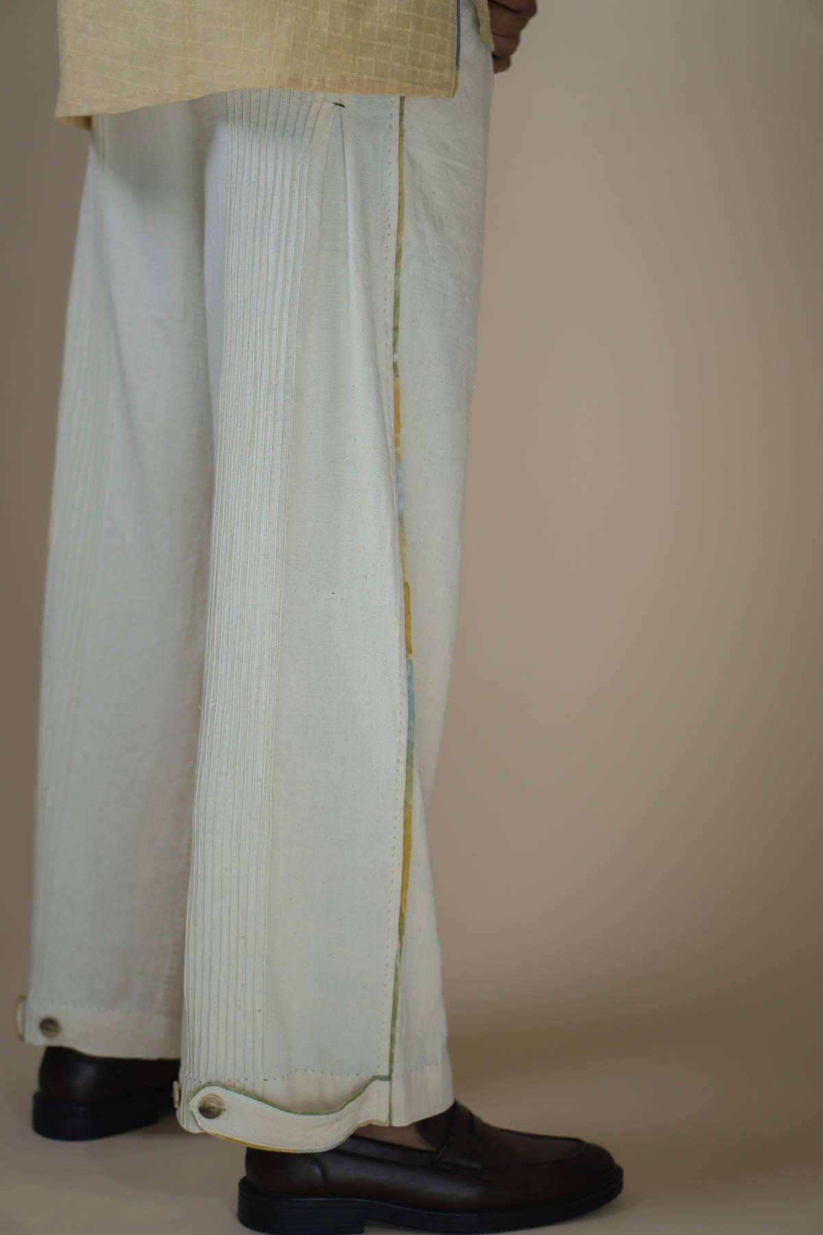 Cotton Pintuck Yellow Pants