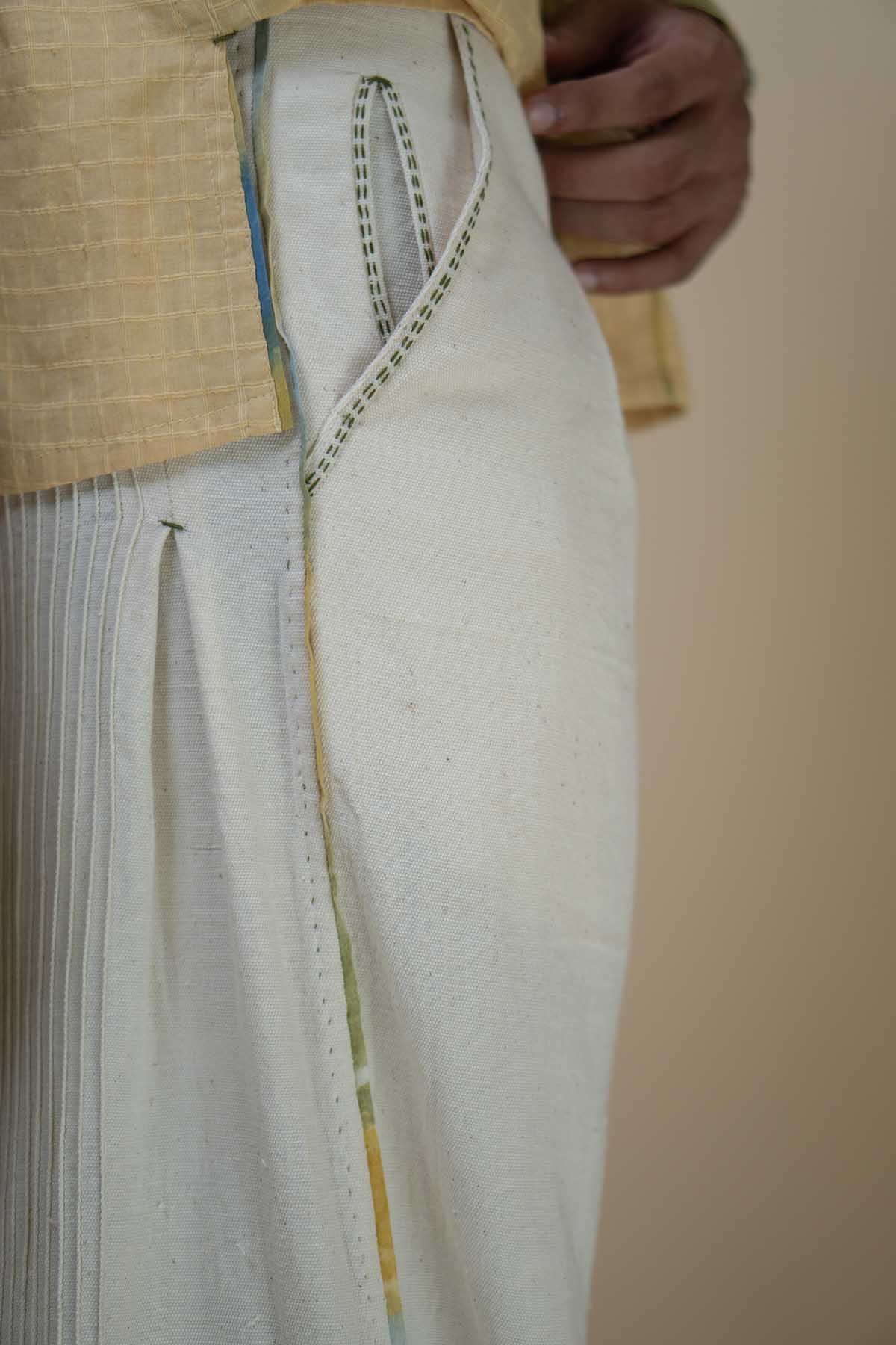 Cotton Pintuck Yellow Pants