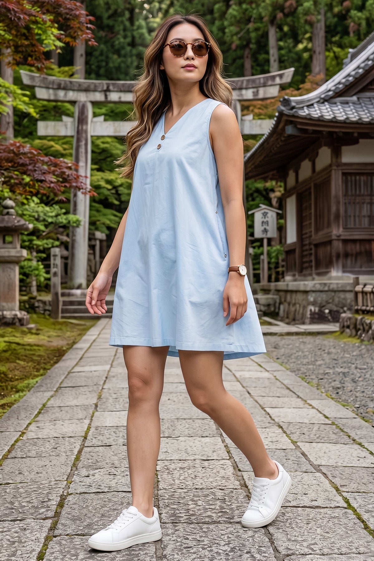 Buy Cotton Powder Blue Mini Dress for women by Sneha B online available at scrollnshops