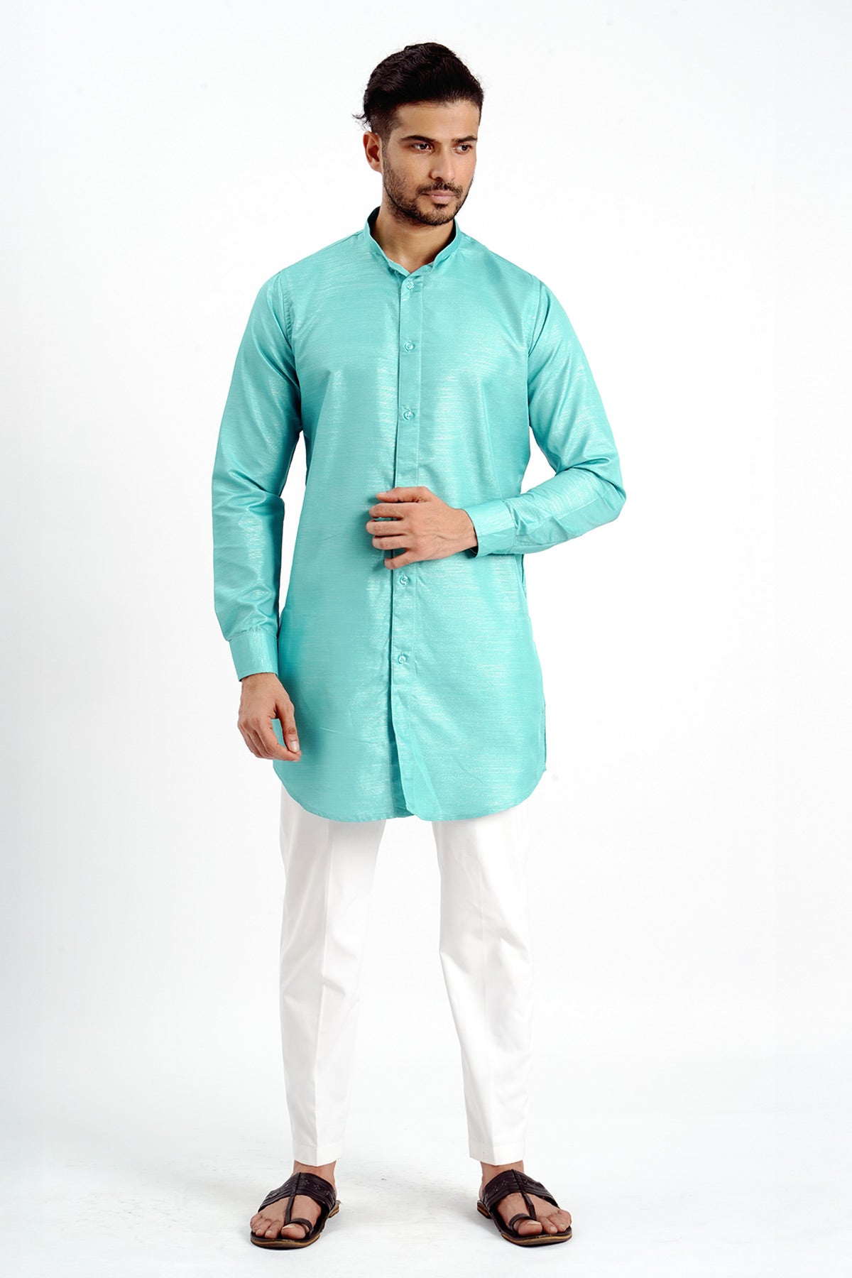 Cotton Rama Zari Detail Kurta