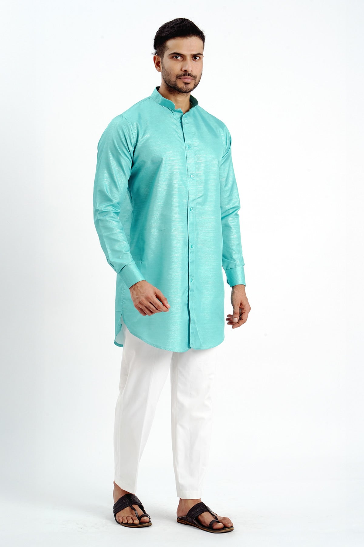 Cotton Rama Zari Detail Kurta