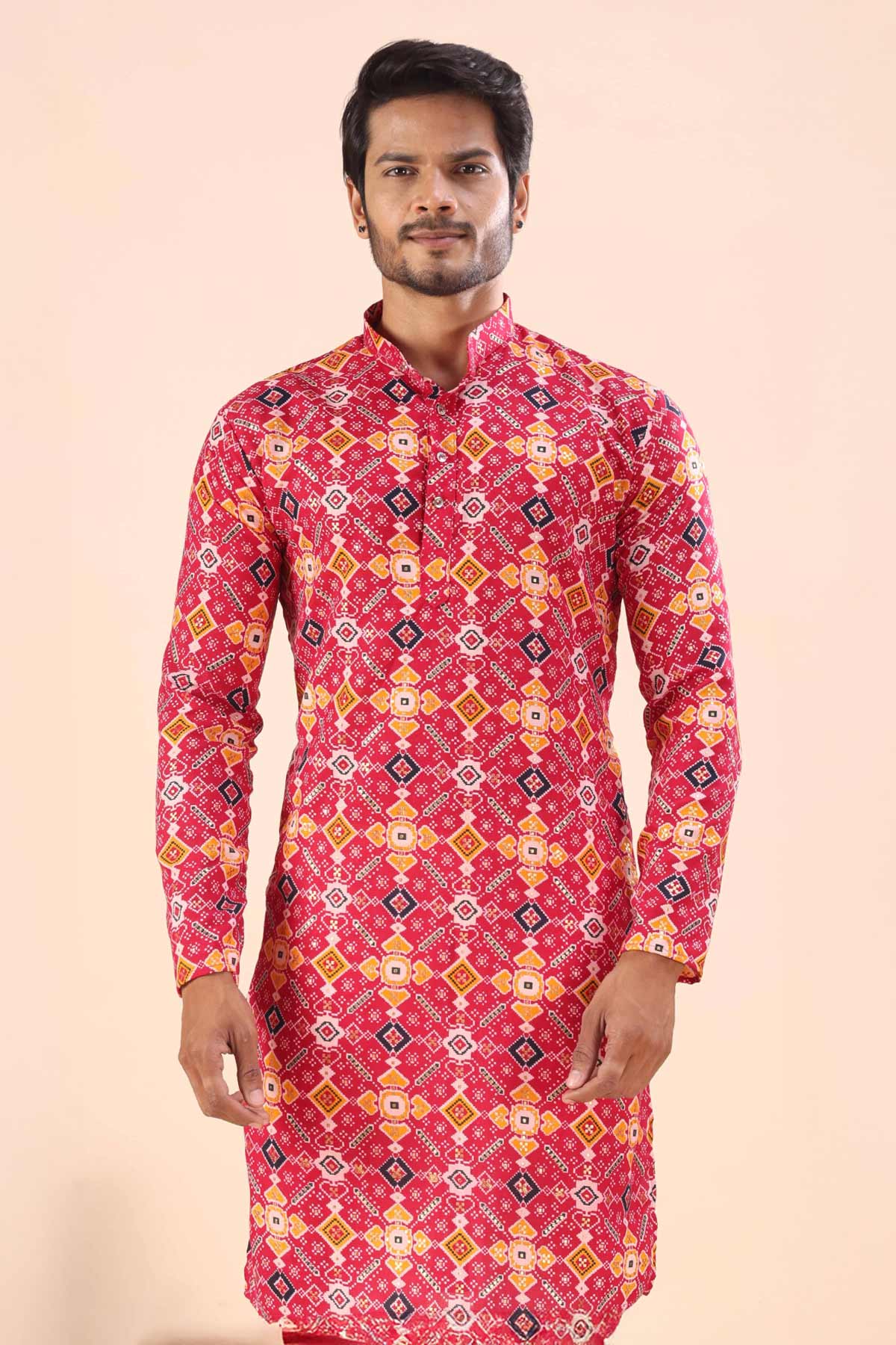 Buy Cotton Rani Print Collar Kurta for men by Aastha Fashion online available at scrollnshops