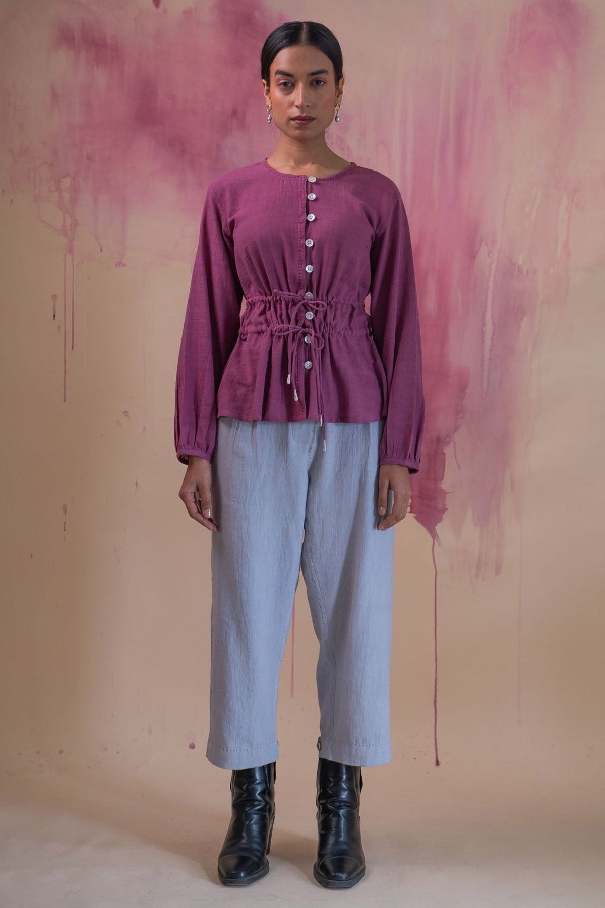 Buy Designer Cotton Ruched Top & Pant Set By Lafaani