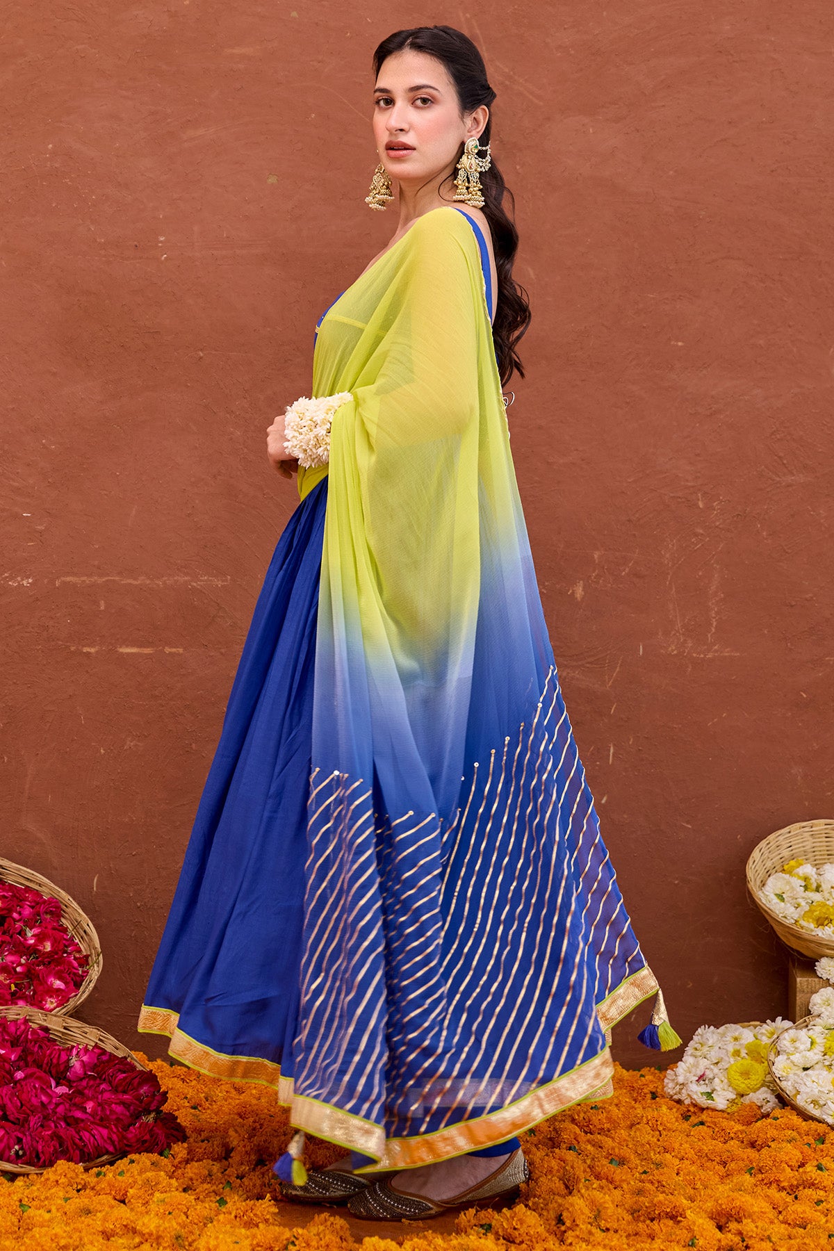 Cotton Silk Blue Anarkali Set