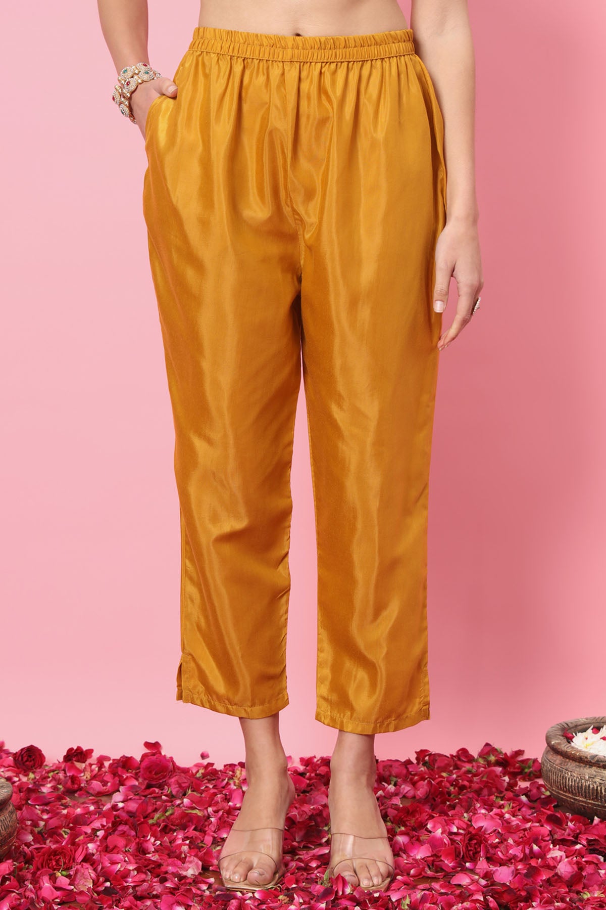 Cotton Silk Mustard Kurta Set
