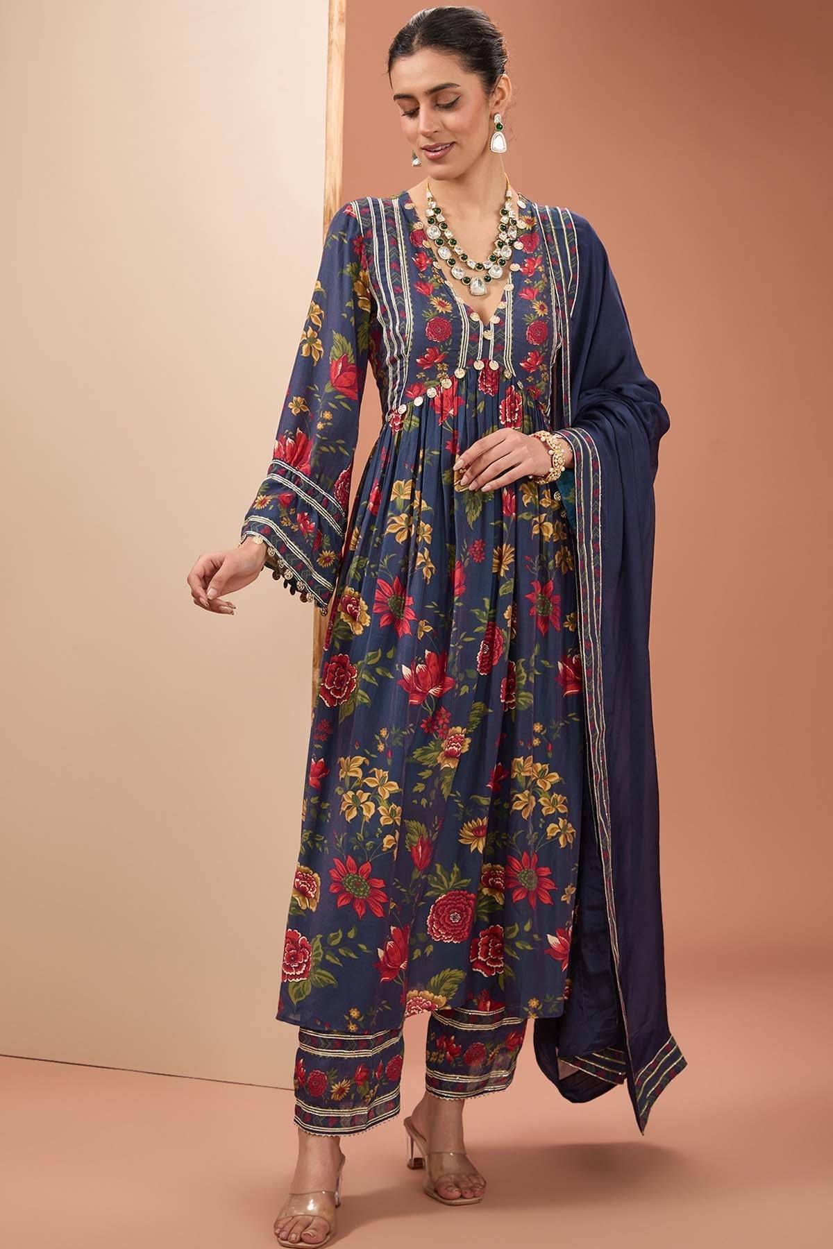 Designer Neha Khullar Cotton Silk Printed Kurta Set for Women Online