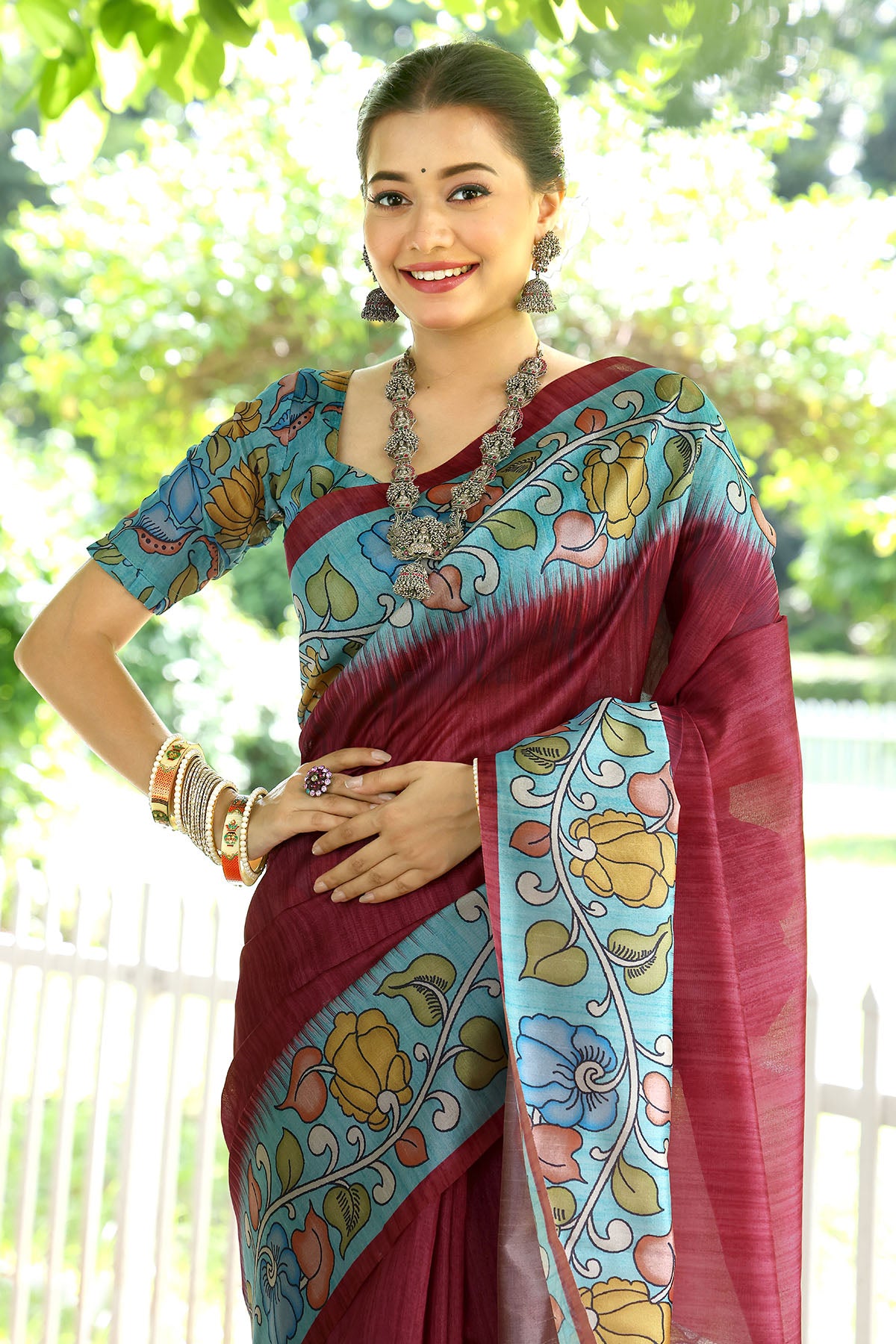 Cotton Silk Red Printed Saree