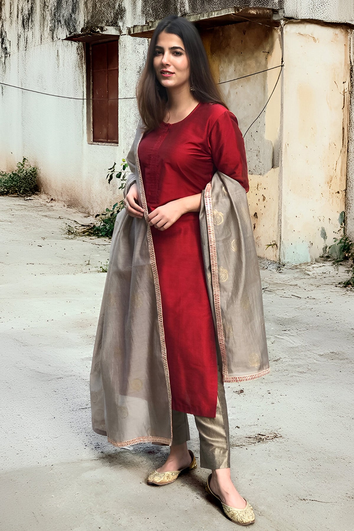 Cotton Silk Straight Kurta Set