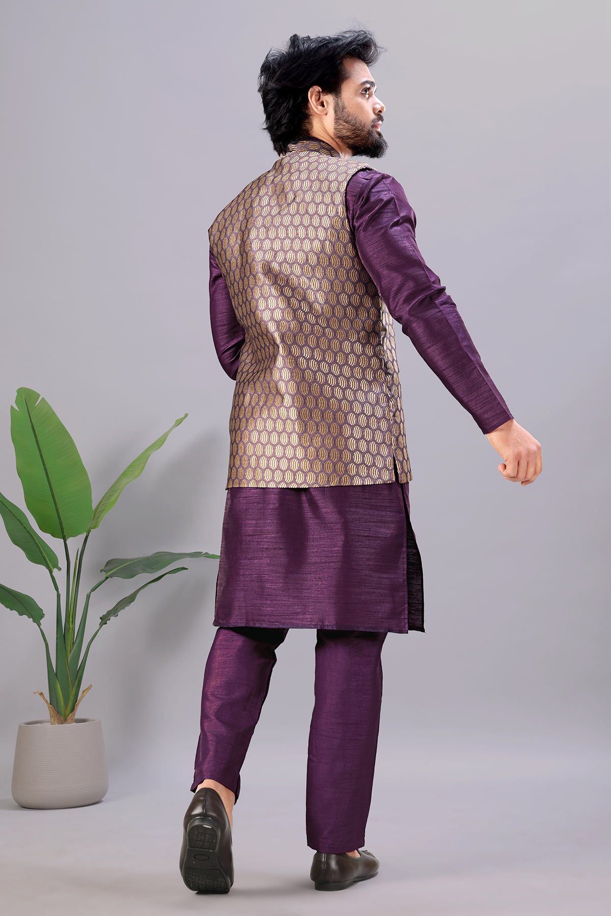 Cotton Silk Wine Bundi Jacket