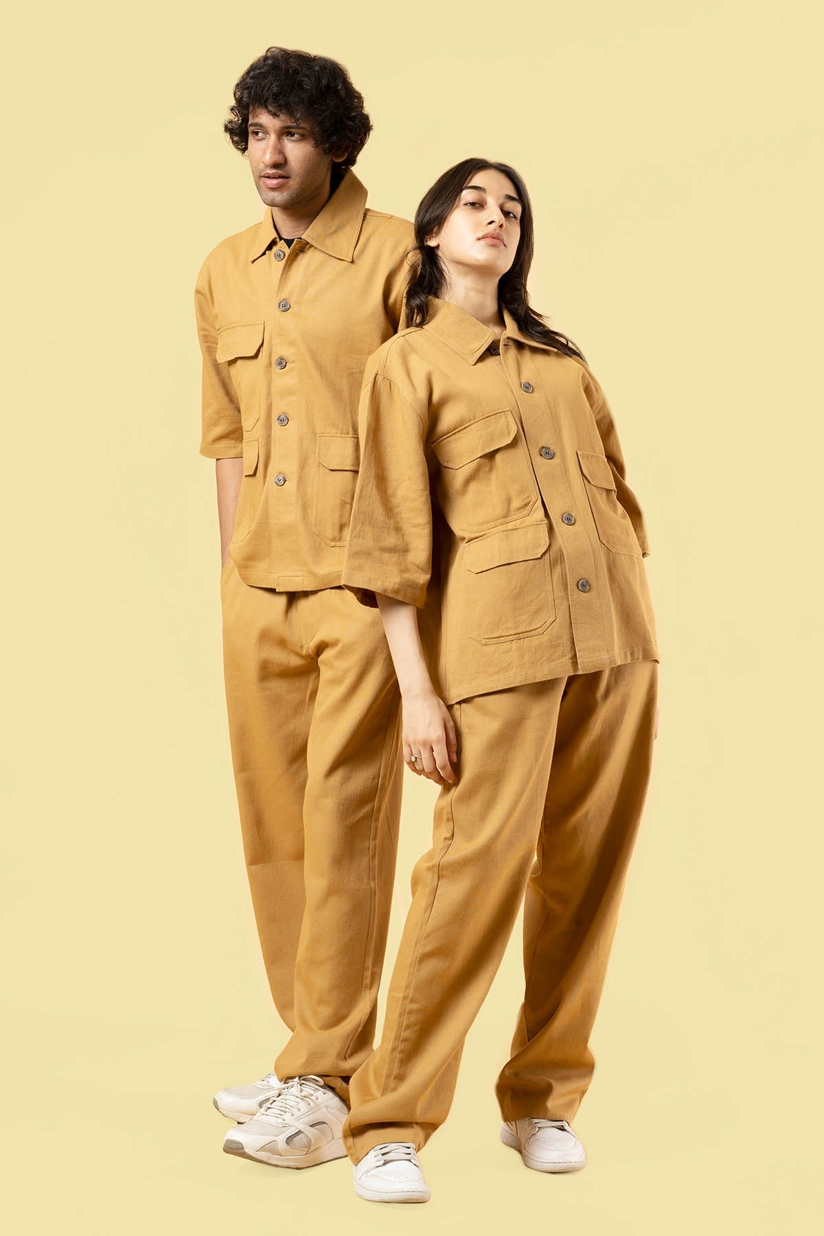 Cotton Twill Brown Shacket Set For Women online