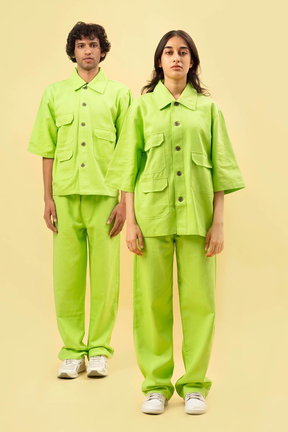Cotton Twill Lime Shacket Set For Women Online