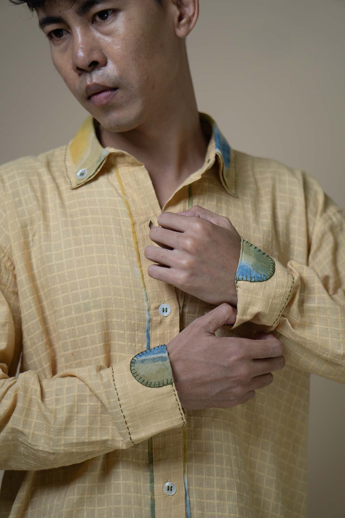 Cotton Yellow Checkered Shirt