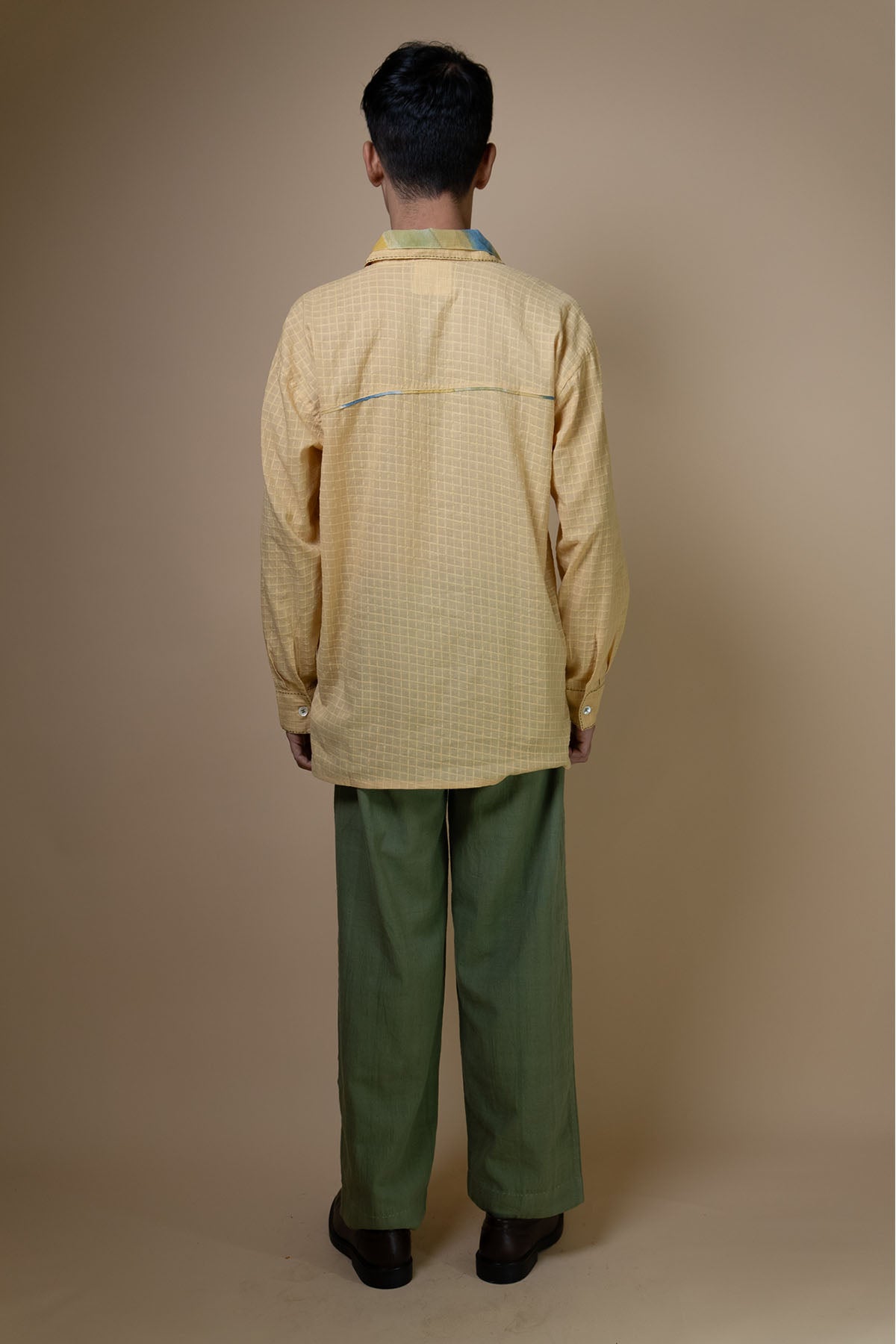 Cotton Yellow Checkered Shirt