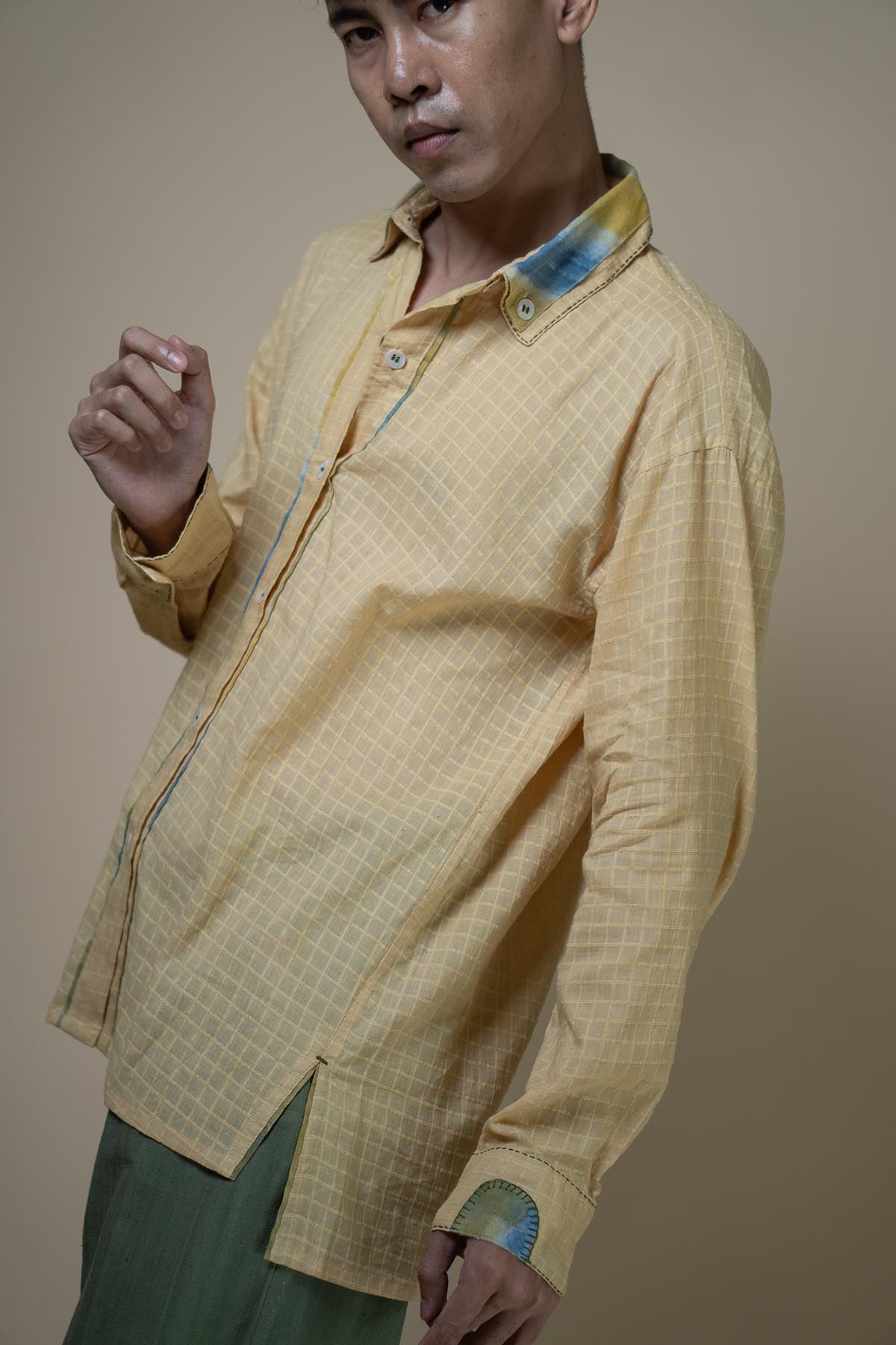 Cotton Yellow Checkered Shirt